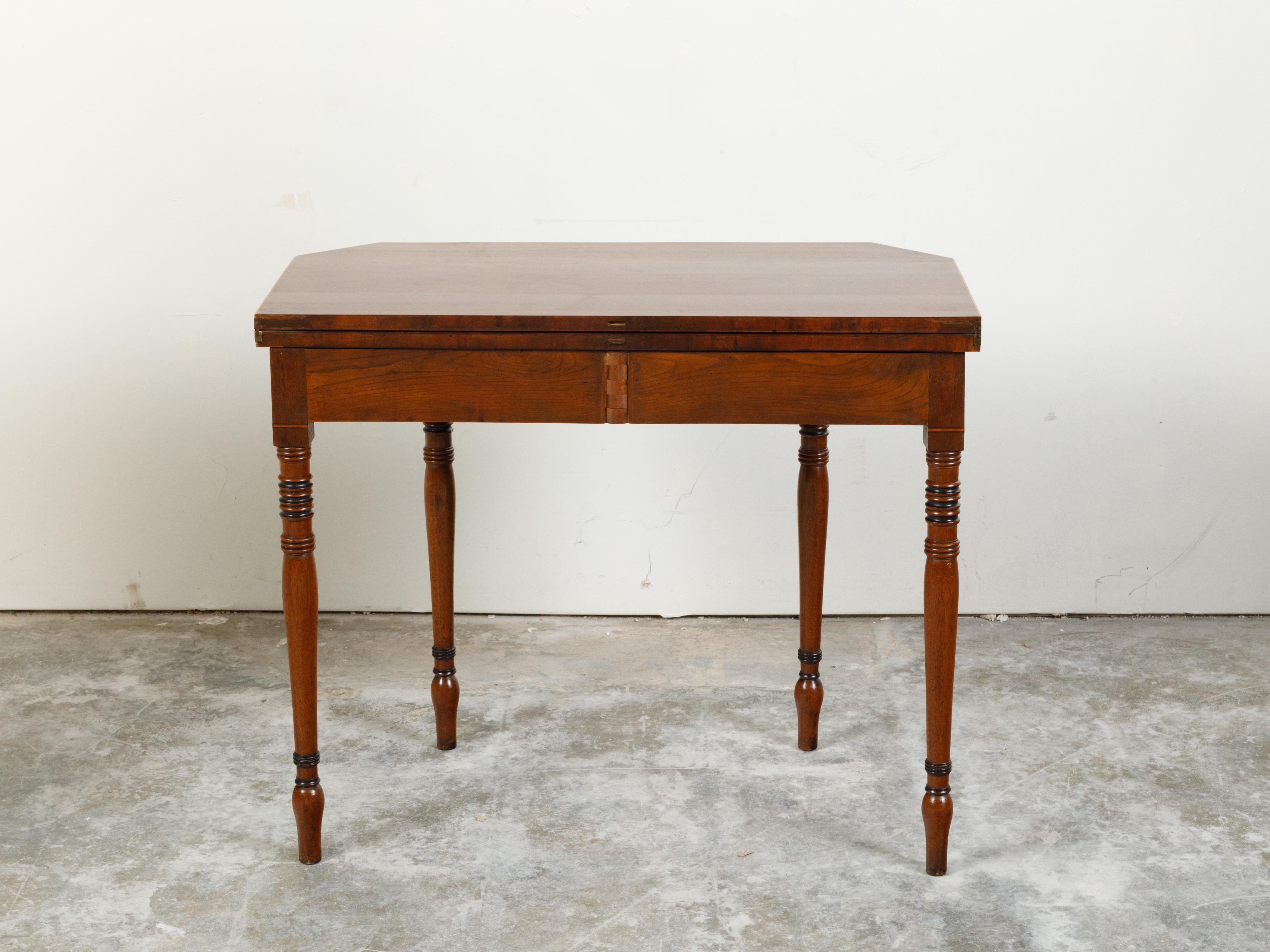 19th Century English Regency 1820s Lift Top Console Table with Turned Legs and Arrow Feet For Sale