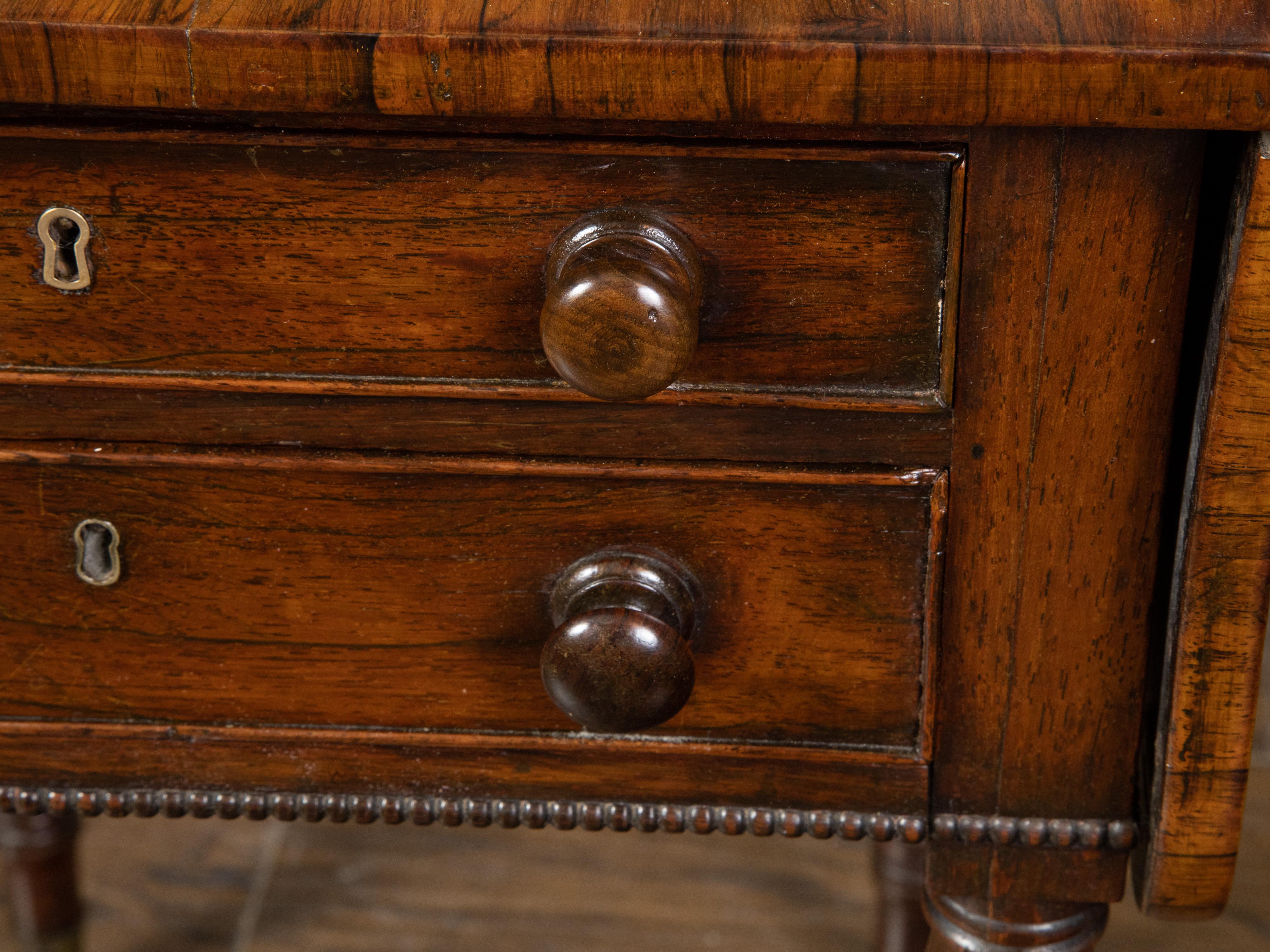 English Regency 1820s Mahogany Pembroke Table with Drop Leaves and Drawers For Sale 4