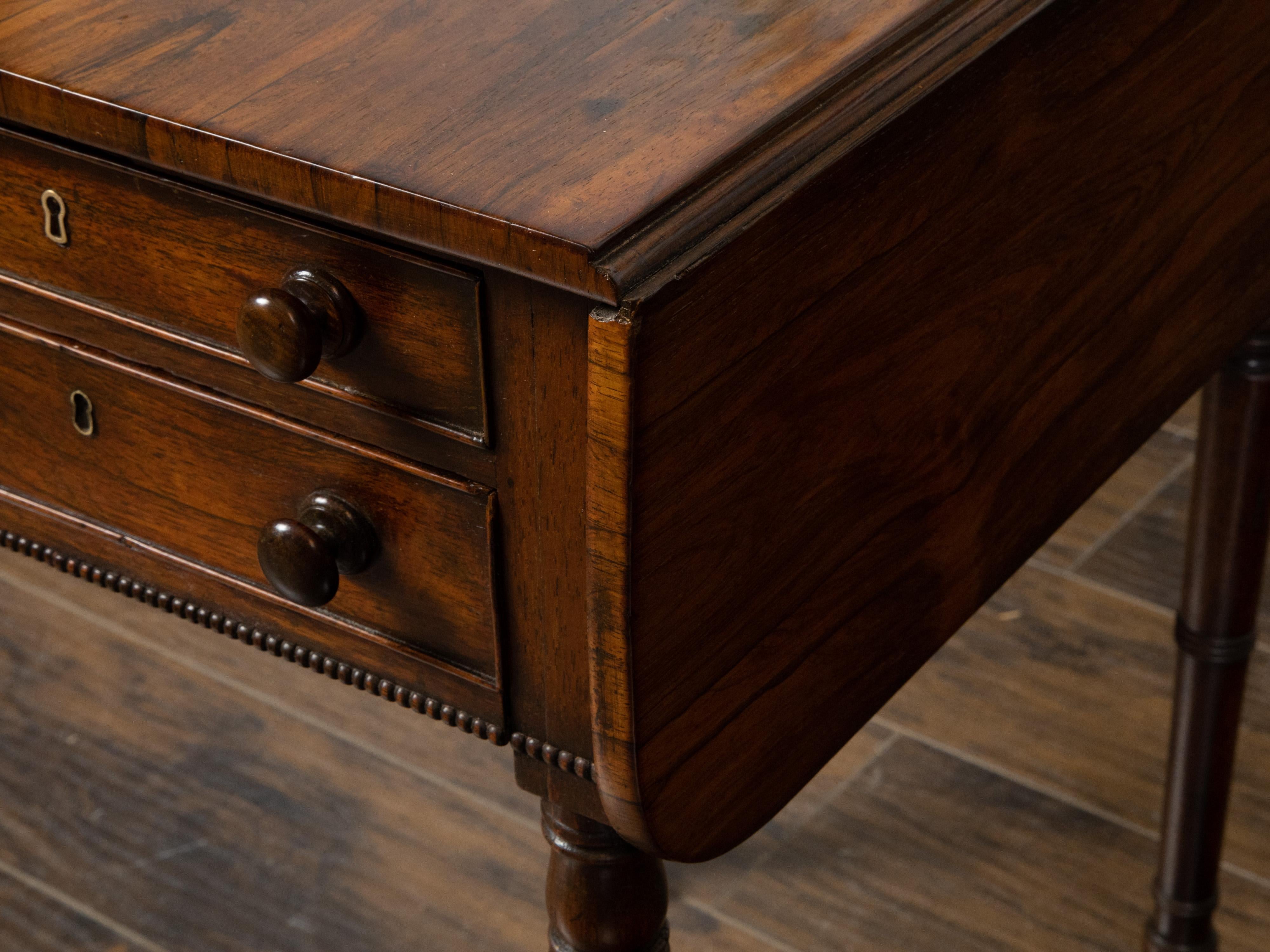 English Regency 1820s Mahogany Pembroke Table with Drop Leaves and Drawers For Sale 6