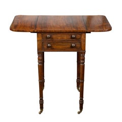 English Regency 1820s Mahogany Pembroke Table with Drop Leaves and Drawers