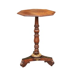 English Regency 1820s Rosewood Guéridon Table with Parcel-Gilt and Inlaid Motifs