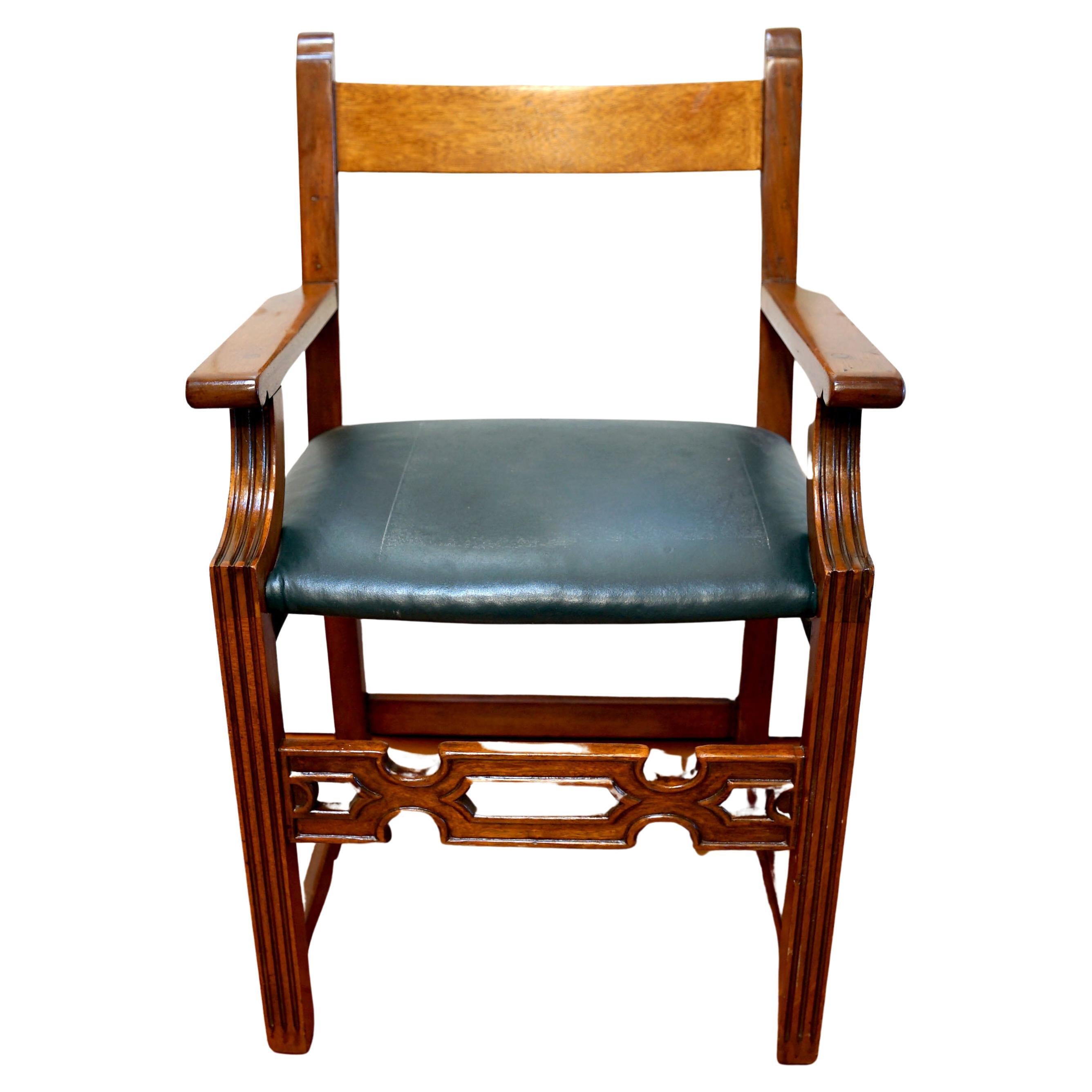 English Regency 19th Century Armchair in Oak For Sale