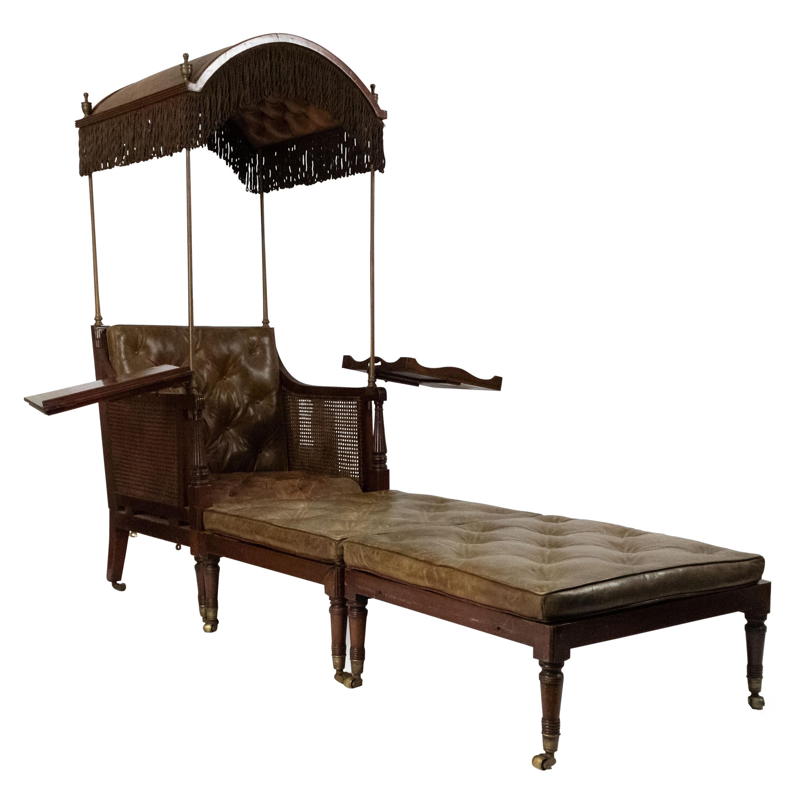 English Regency Style Canopy Library Arm Chair For Sale