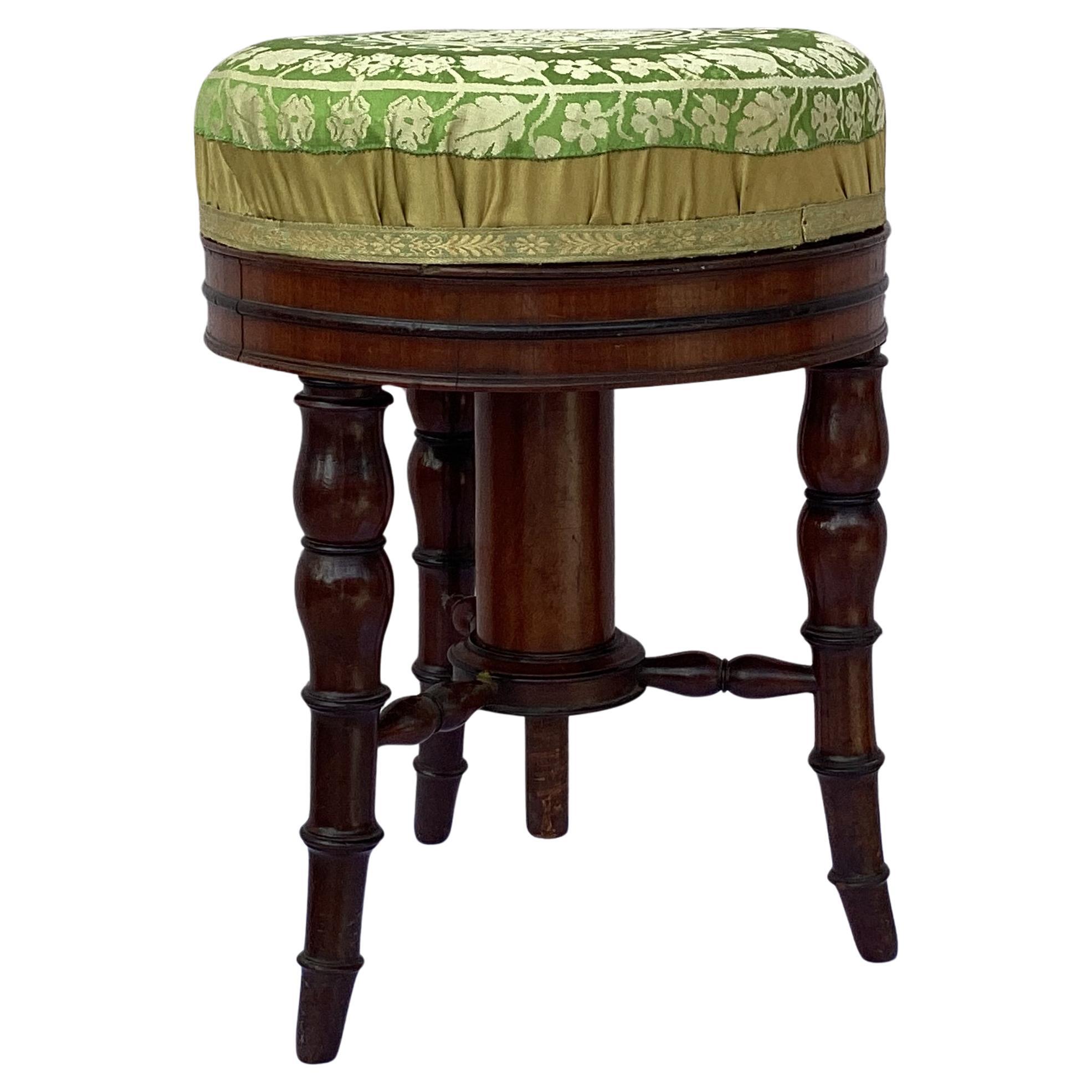 19th Century English Regency Adjustable Piano Stool For Sale