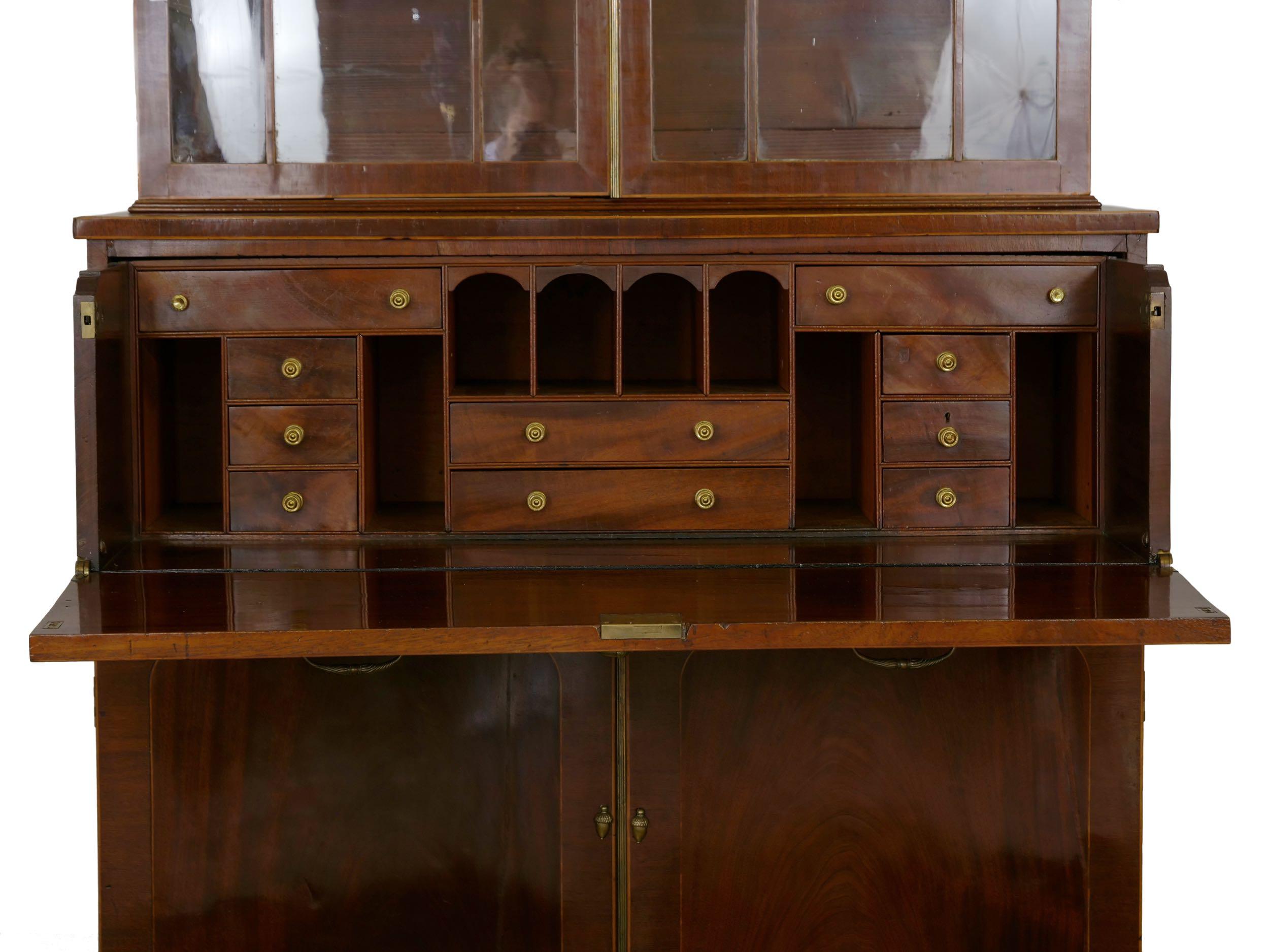 English Regency Antique Mahogany Butler's Bookcase and Desk, circa 1820 10
