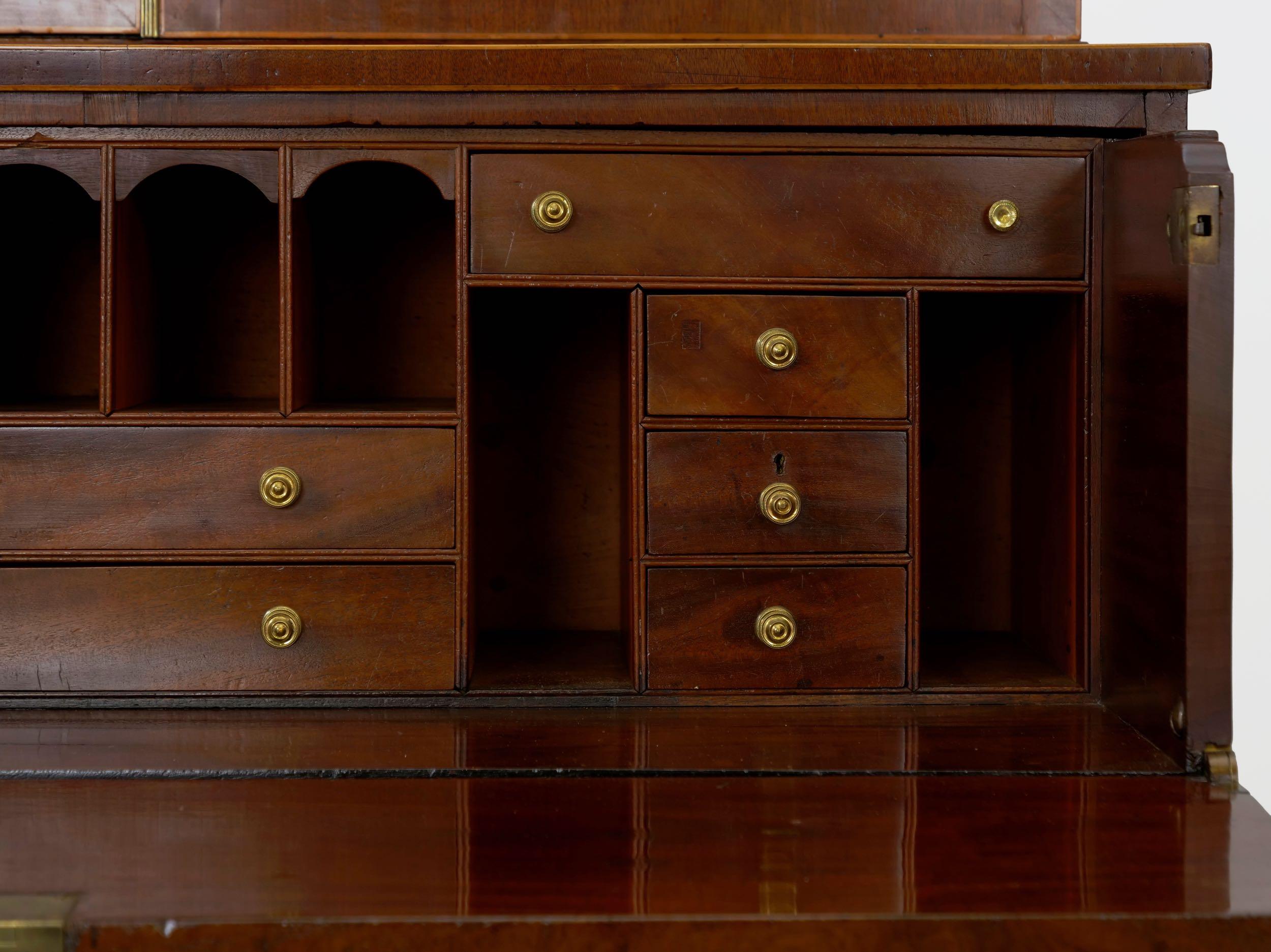 English Regency Antique Mahogany Butler's Bookcase and Desk, circa 1820 12