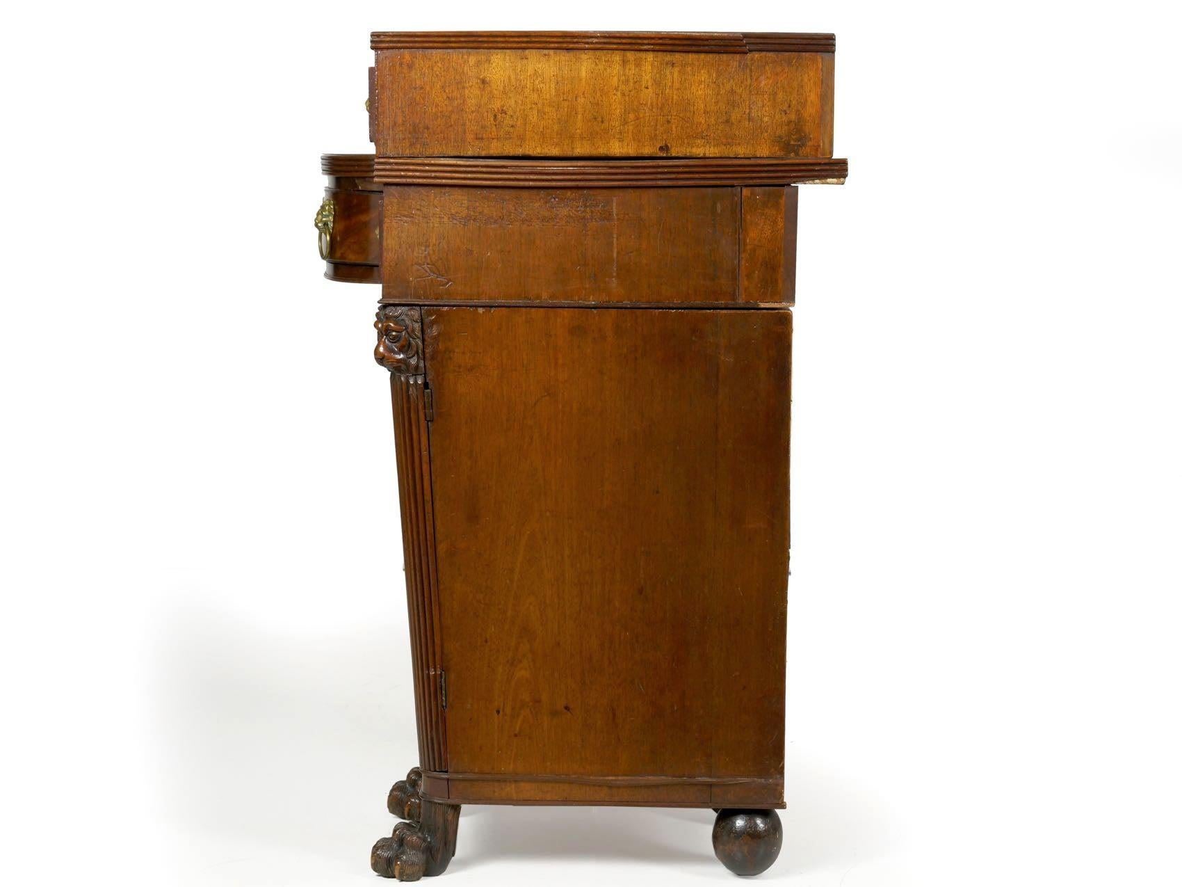 English Regency Antique Mahogany Sideboard Server with Lion Heads, circa 1810 5