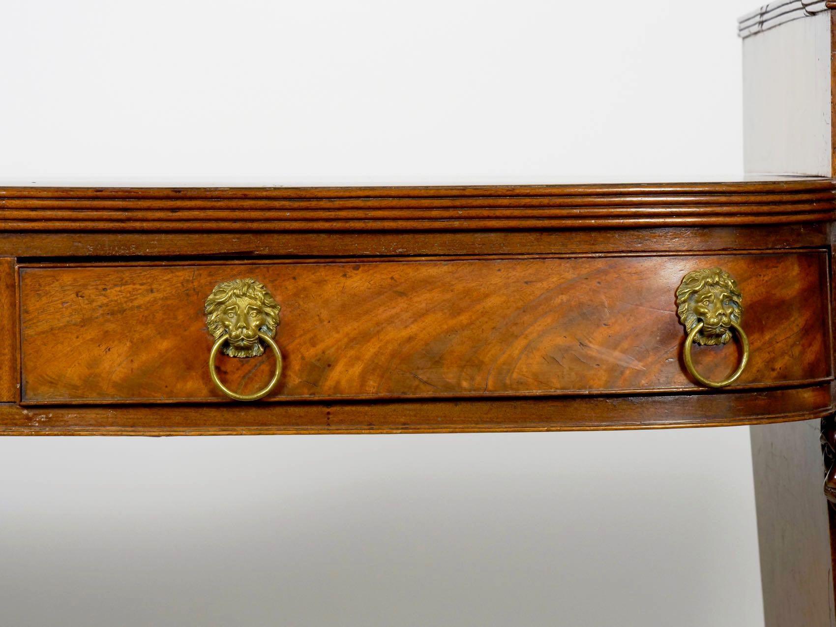 English Regency Antique Mahogany Sideboard Server with Lion Heads, circa 1810 In Good Condition In Shippensburg, PA