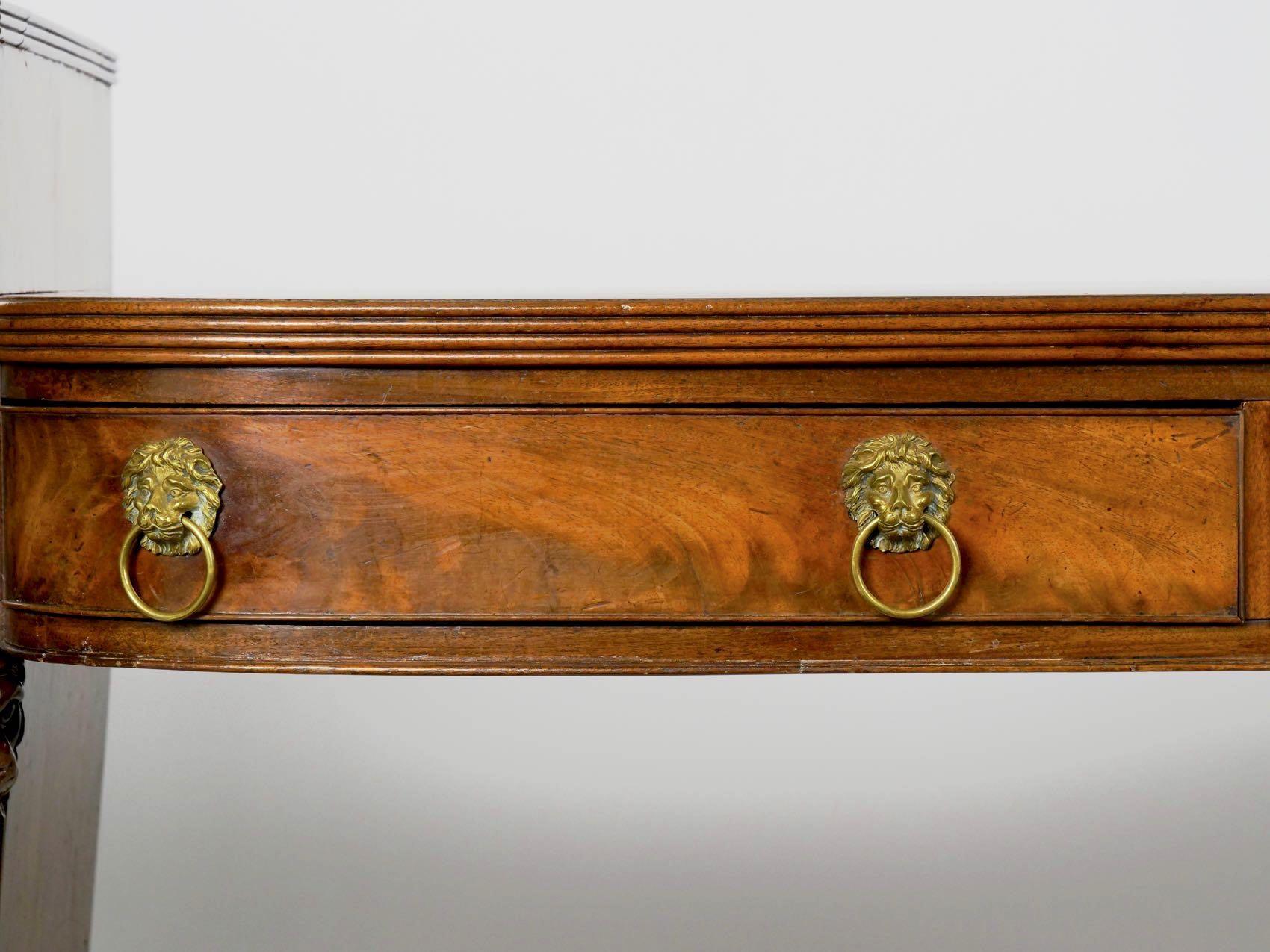 19th Century English Regency Antique Mahogany Sideboard Server with Lion Heads, circa 1810