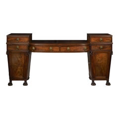 English Regency Antique Mahogany Sideboard Server with Lion Heads, circa 1810