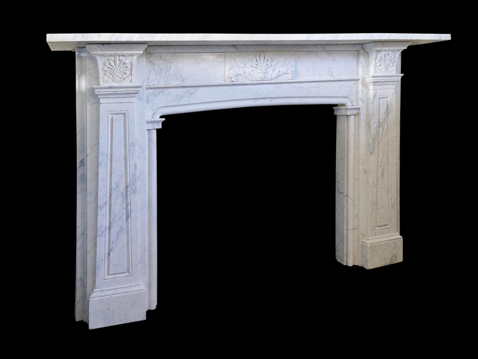 19th Century English Regency Antique Marble Fireplace Mantel  For Sale