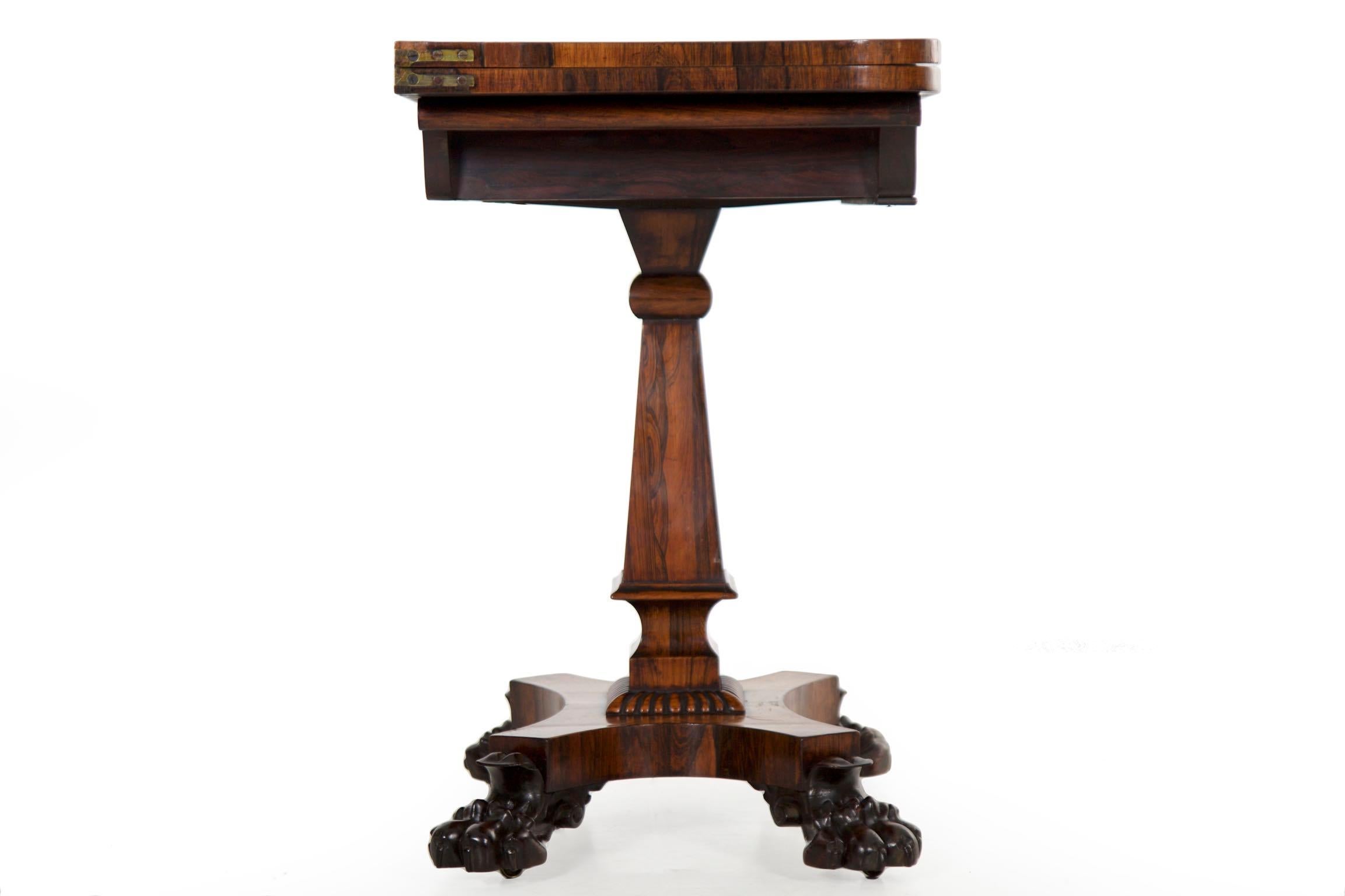 English Regency Antique Rosewood Carved Game Card Table, circa 1825 9