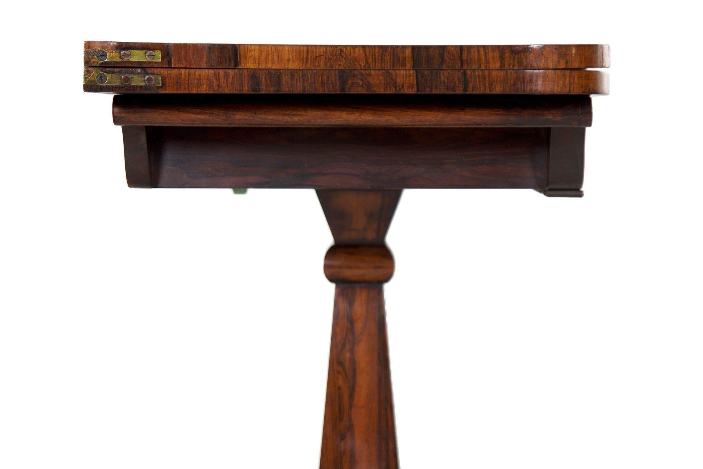 English Regency Antique Rosewood Carved Game Card Table, circa 1825 10