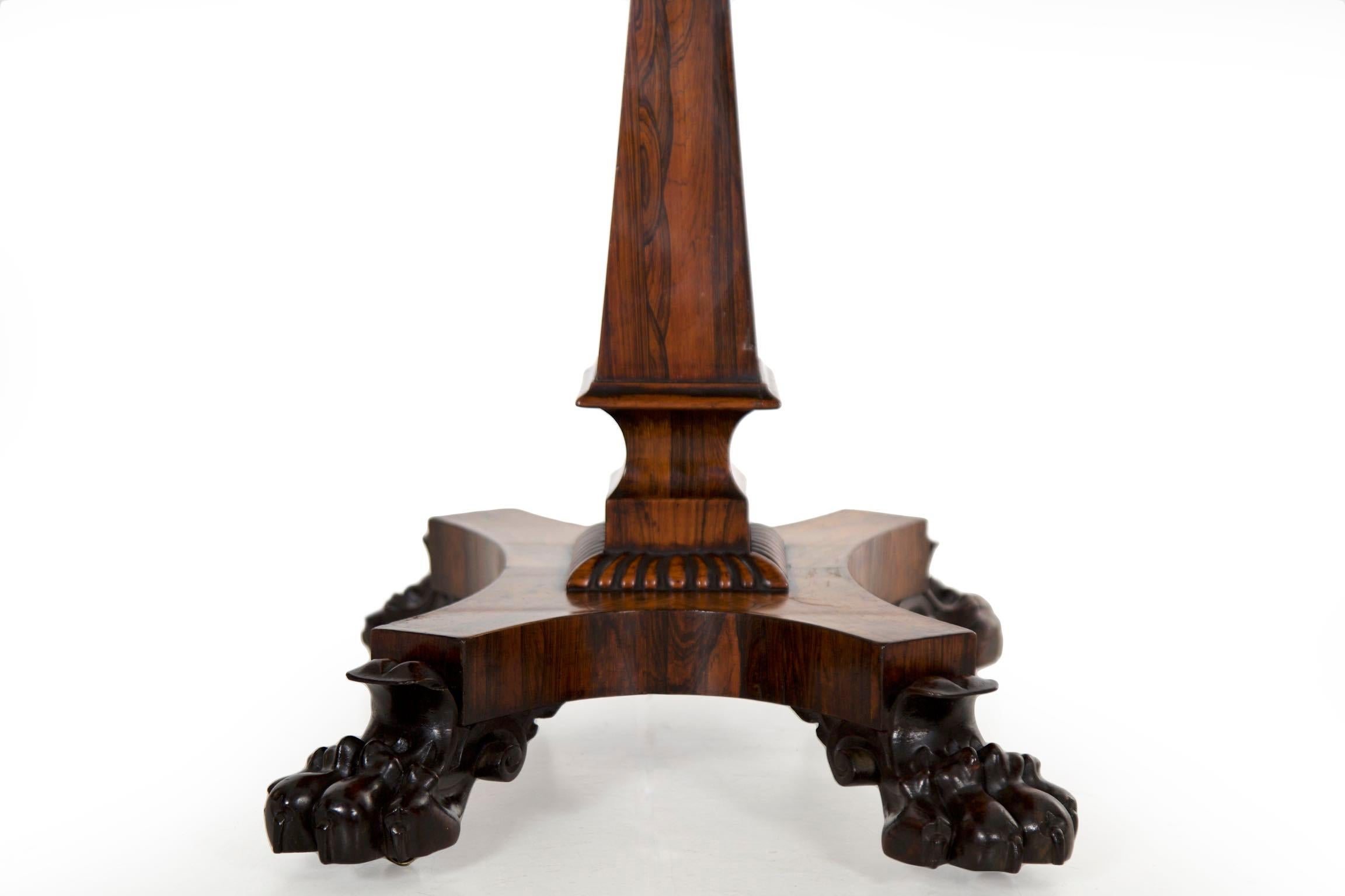 English Regency Antique Rosewood Carved Game Card Table, circa 1825 11