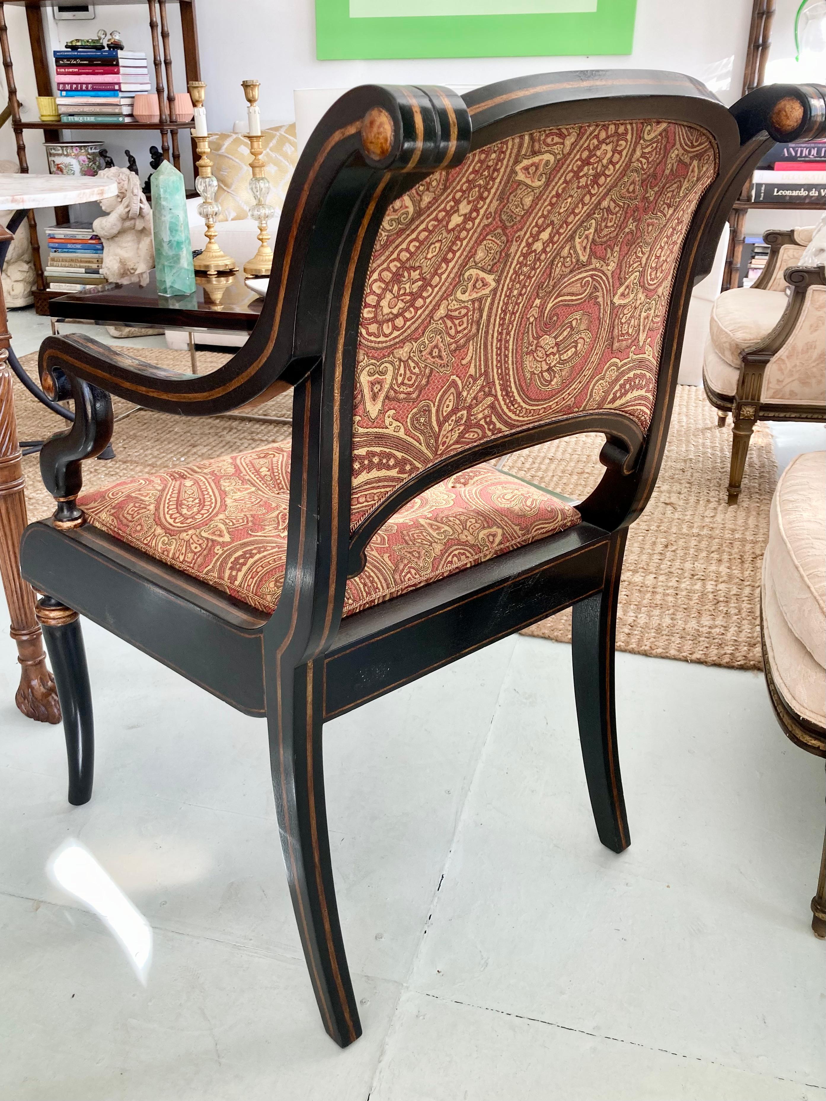Wood English Regency Arm Chair For Sale