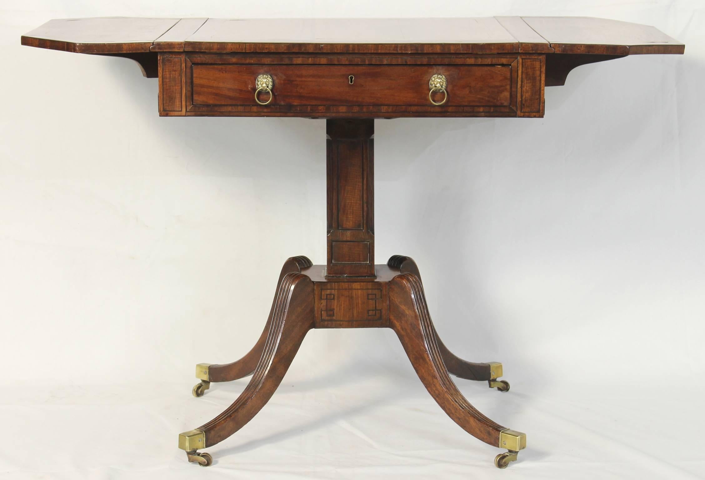 English Regency Articulated Top Library Table In Excellent Condition In Kilmarnock, VA