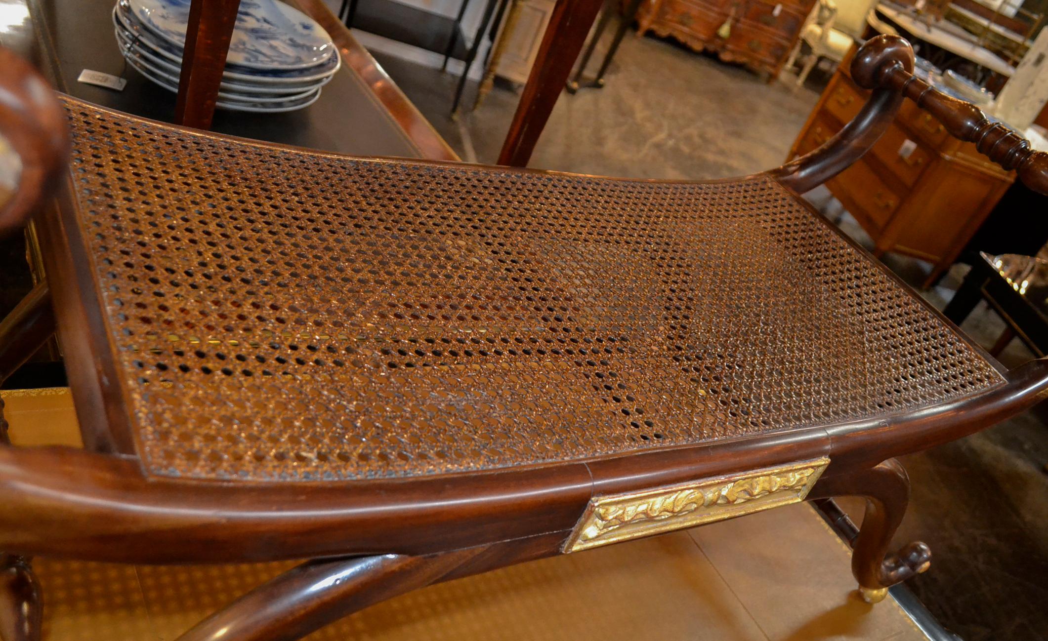 Mid-20th Century English Regency Bench with Cane