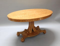 English Regency Bird’s-Eye Maple Oval Centre Table Attributed to Gillows