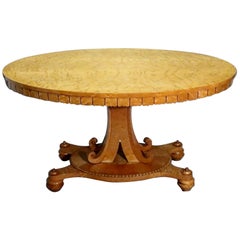 English Regency Bird’s-Eye Maple Oval Centre Table Attributed to Gillows