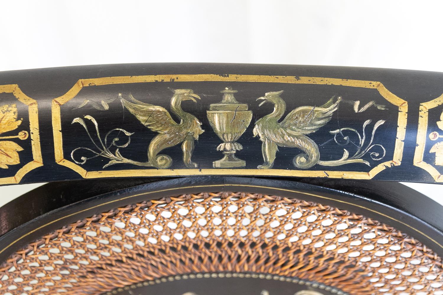 English Regency Black and Gold Armchair, 19th Century. For Sale 11
