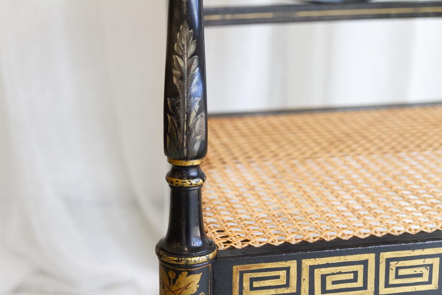English Regency Black and Gold Armchair, 19th Century. For Sale 3