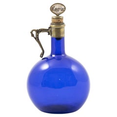 Antique English Regency Blue Glass Cognac Decanter