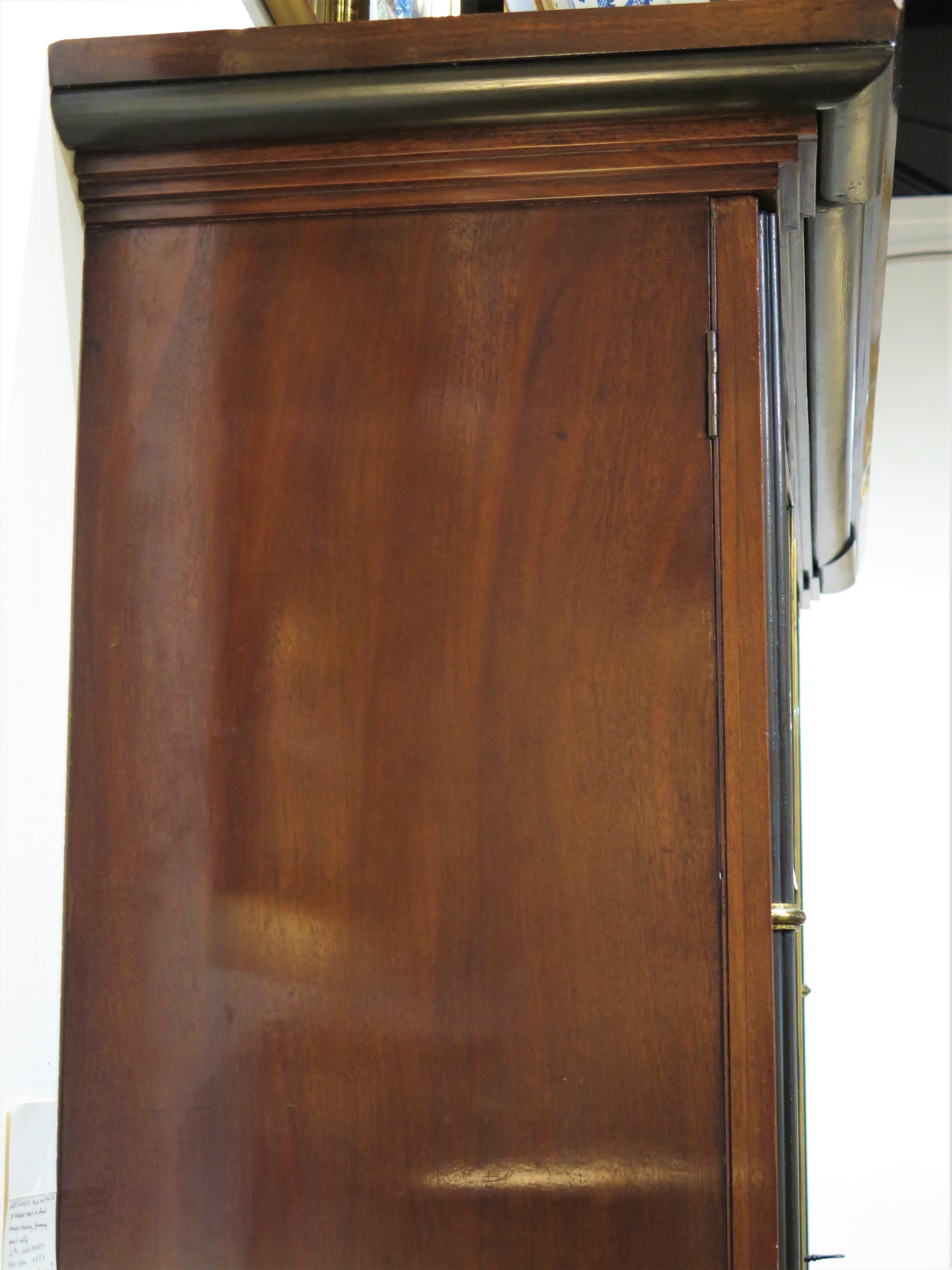 Hand-Crafted English Regency Bookcase of Mahogany with Gilt Bronze and Ebonized Ornament For Sale