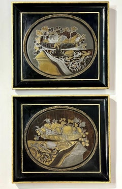 English Regency 'Boulle Work' Inlaid Still Life Pictures, Pair, circa 1815