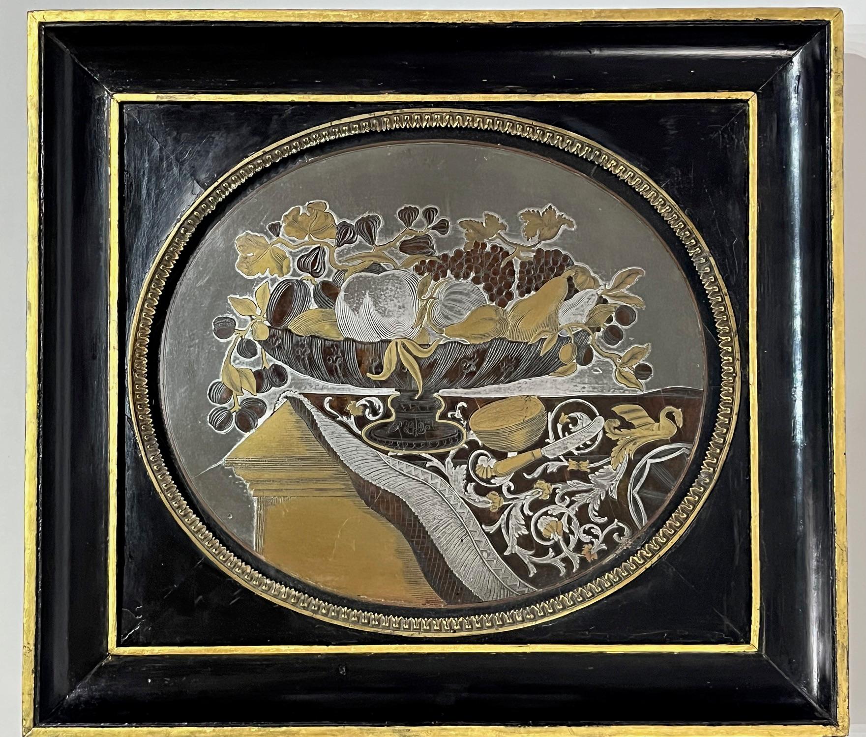 Englische Regency-Stilllebenbilder mit Boulle-Einlegearbeiten, Paar, um 1815 (Handgefertigt) im Angebot