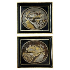 Antique English Regency 'Boulle Work' Inlaid Still Life Pictures, Pair, circa 1815