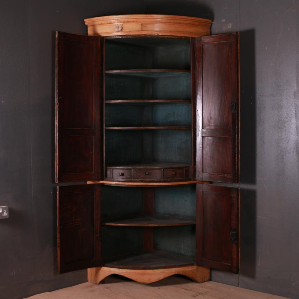 English Regency Bow Fronted Corner Cupboard For Sale 3