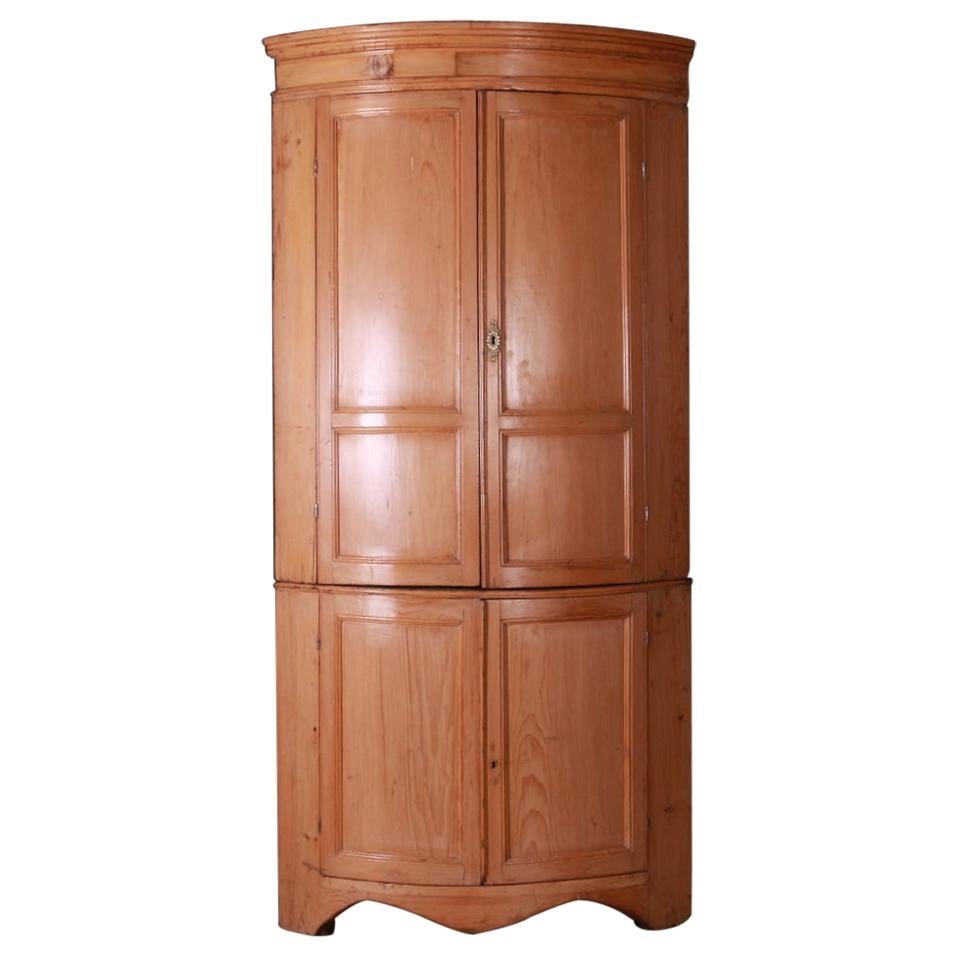 English Regency Bow Fronted Corner Cupboard For Sale