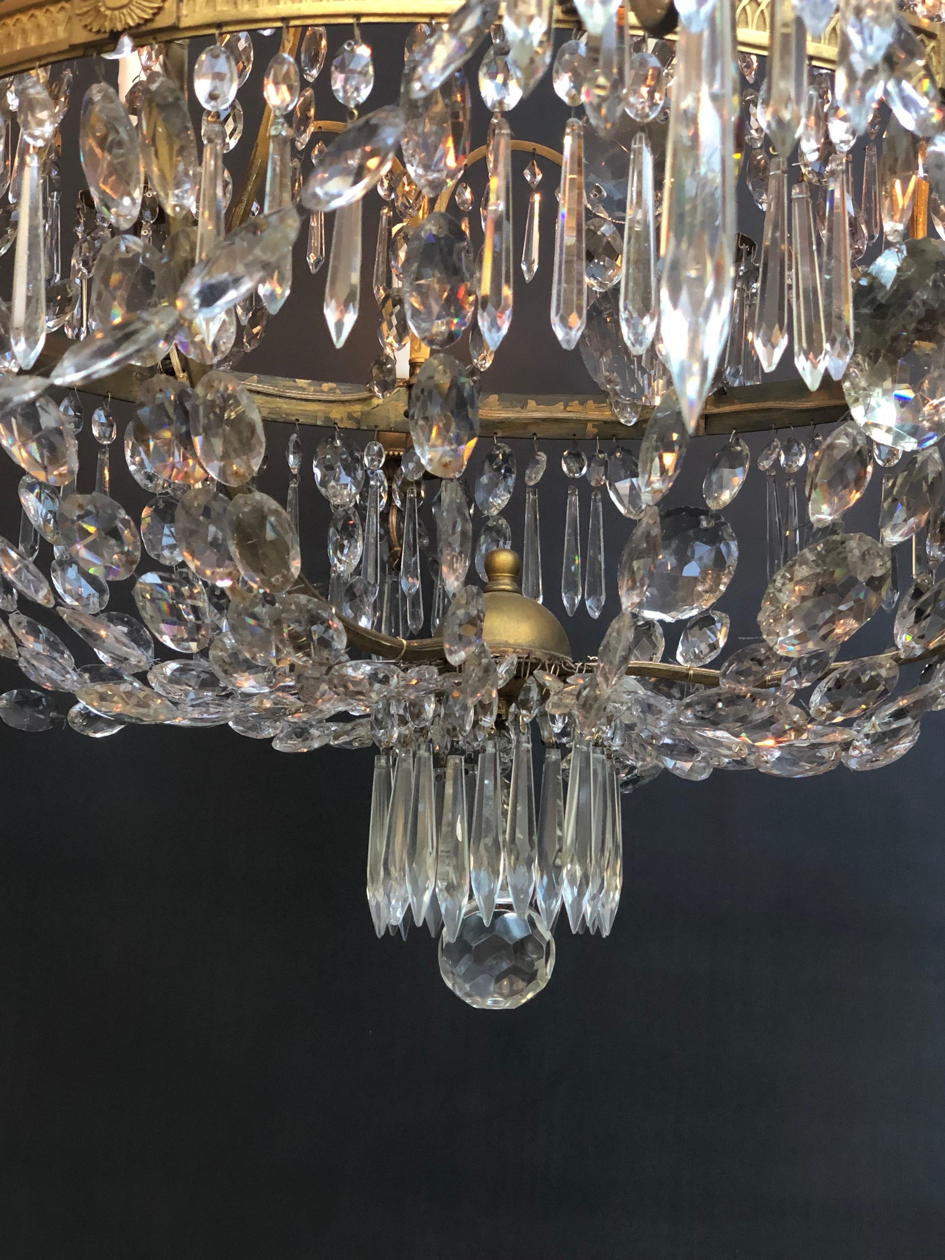 English Regency Brass And Crystal Twelve Candle Chandelier 7