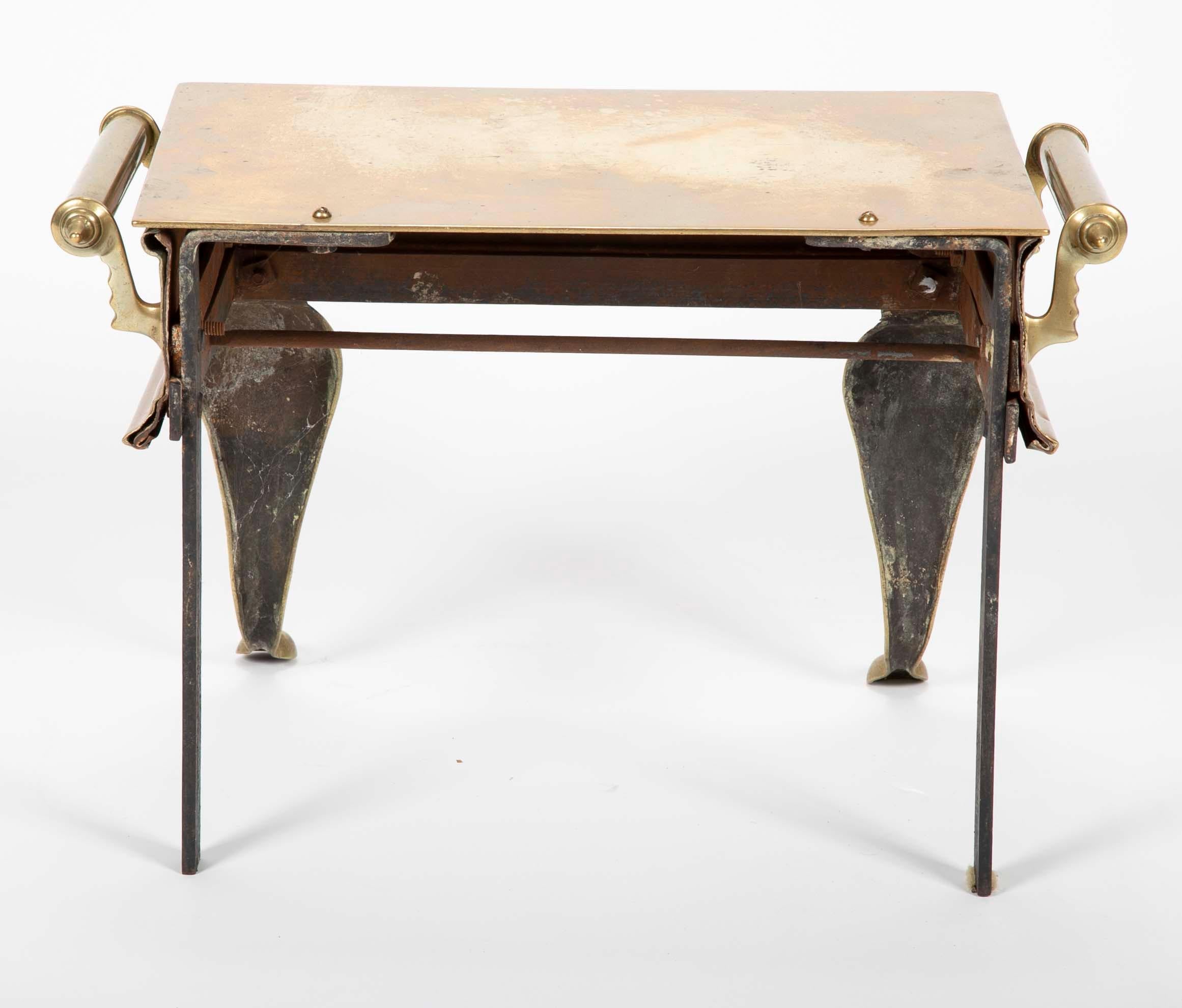 19th Century English Regency Brass Footman Stool or Side Table For Sale 6