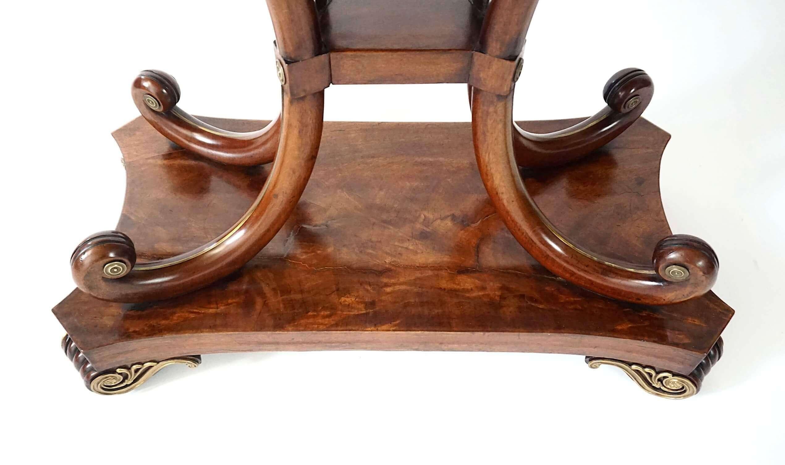 English Regency Brass Inlaid Mahogany Fold Over Top Console Table, circa 1815 For Sale 9
