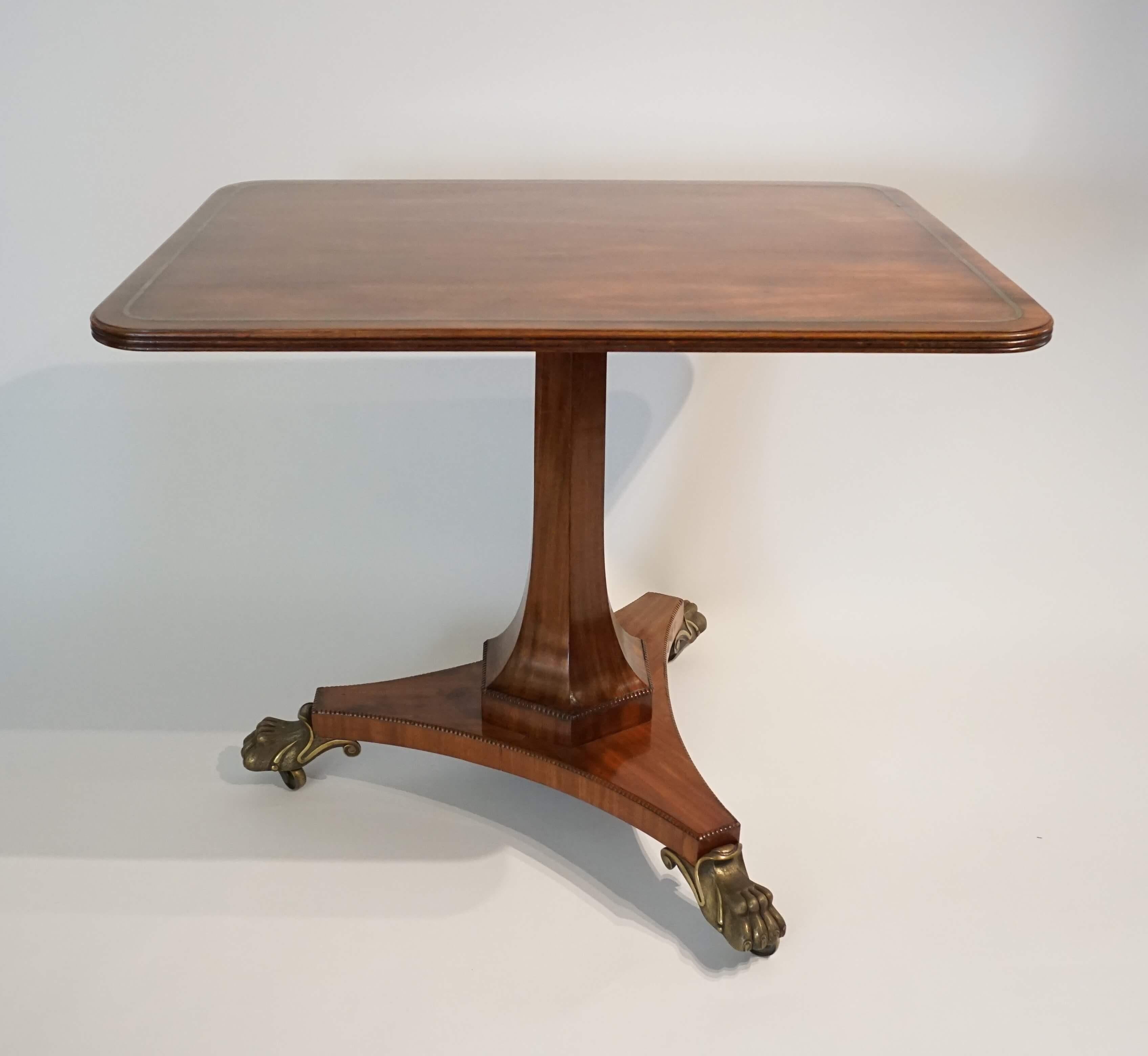 English Regency Brass-Inlaid Mahogany Tilt-Top Table, circa 1820 For Sale 6