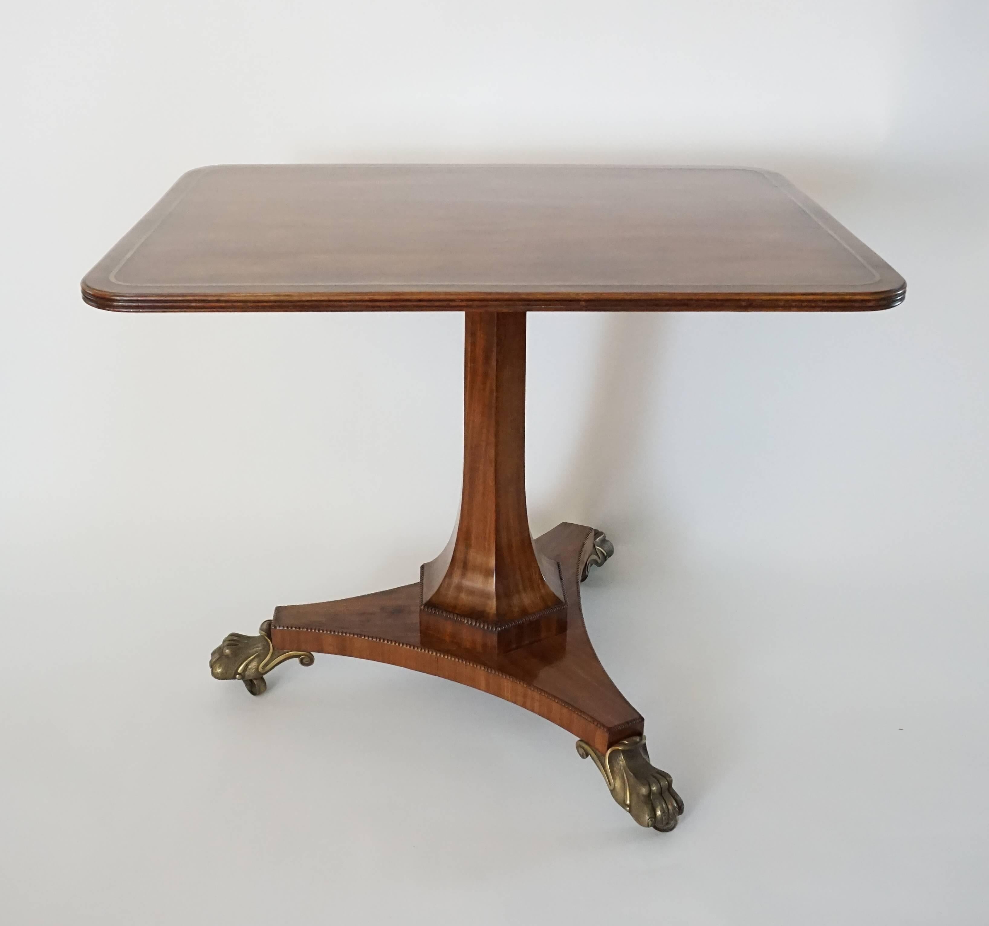 English Regency Brass-Inlaid Mahogany Tilt-Top Table, circa 1820 For Sale 8