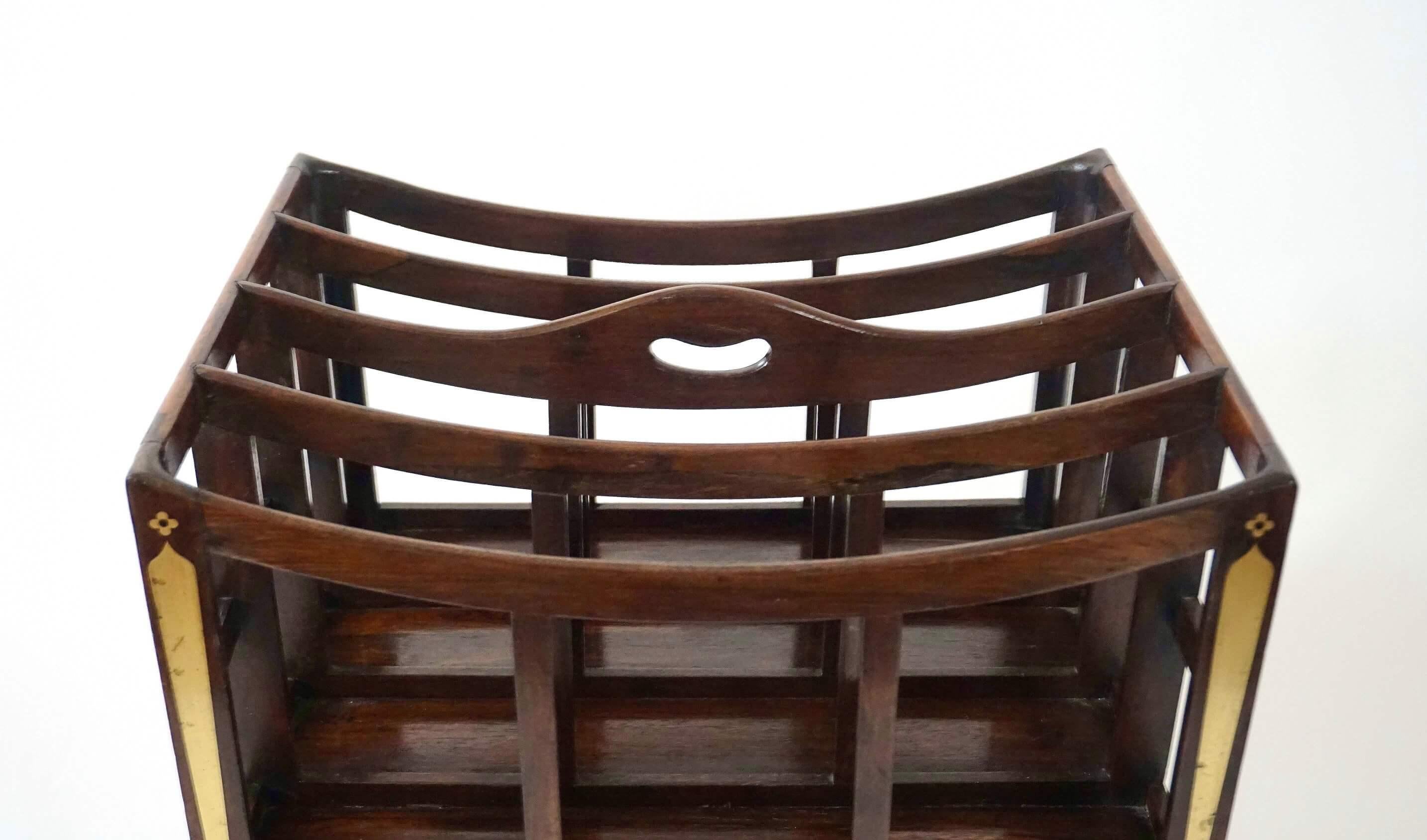 English Regency Brass Inlaid Rosewood Canterbury Attributed to George Oakley 4