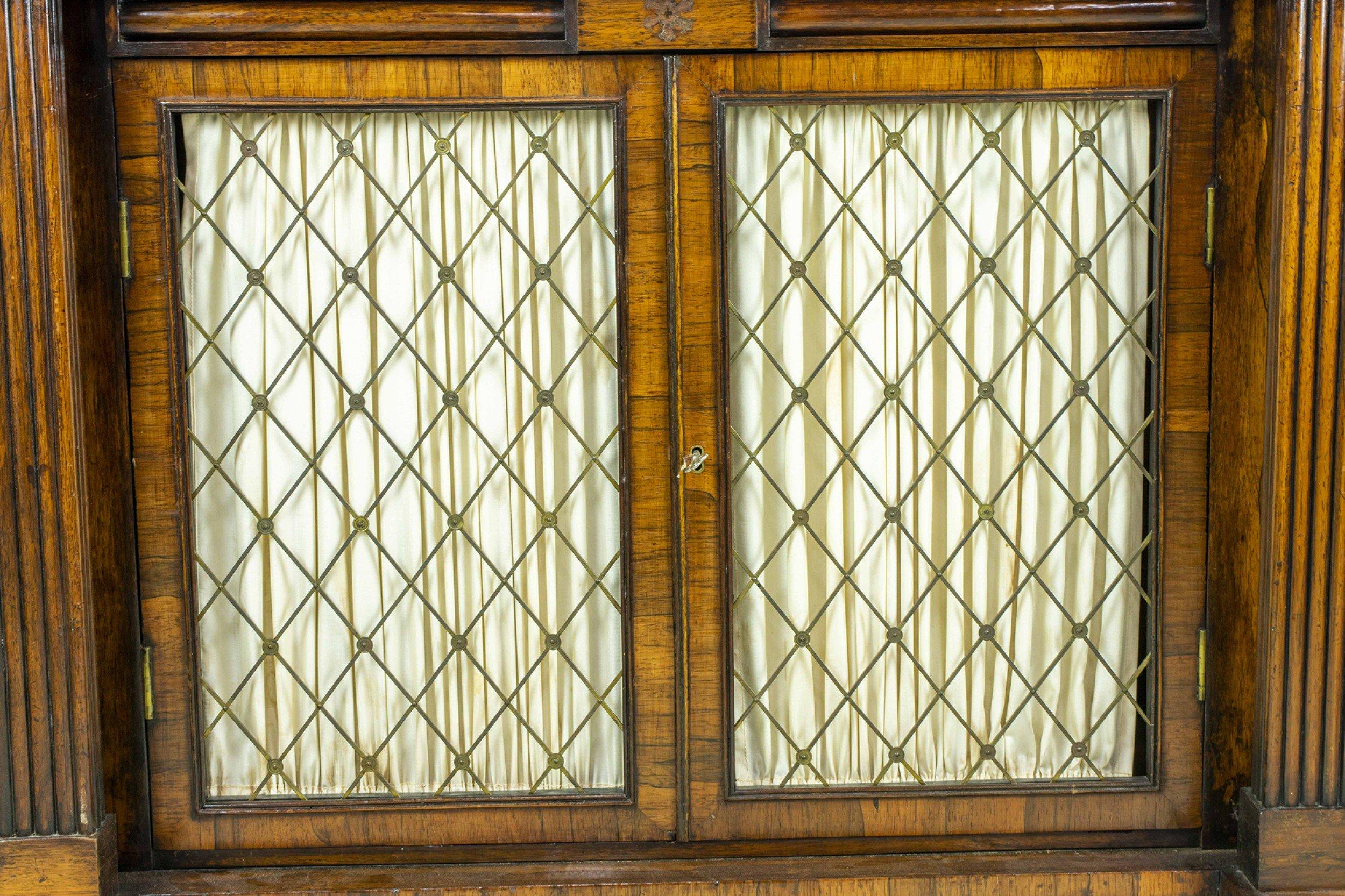 English Regency Brass Inlaid Rosewood Side Cabinet For Sale 5