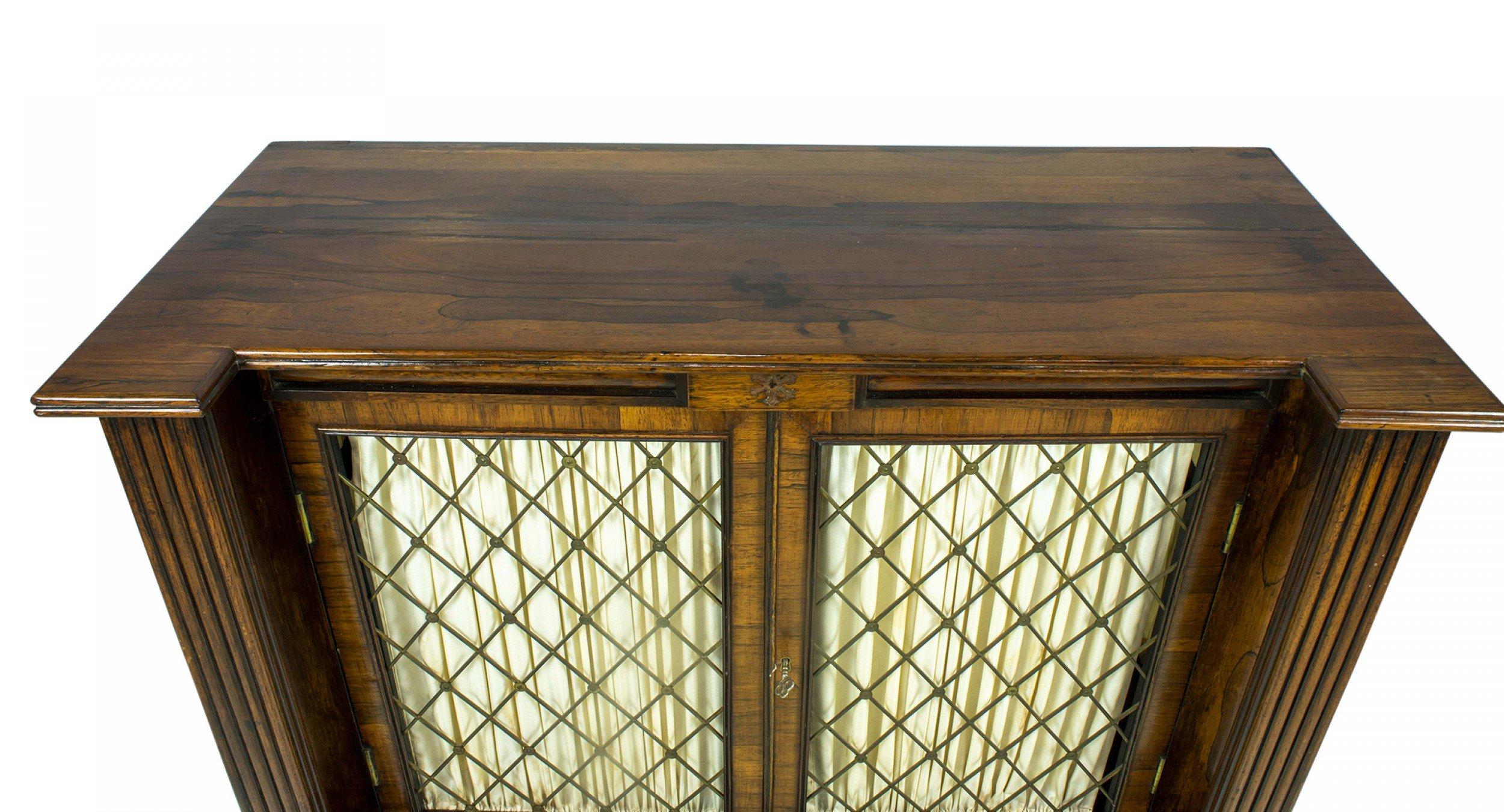 19th Century English Regency Brass Inlaid Rosewood Side Cabinet For Sale