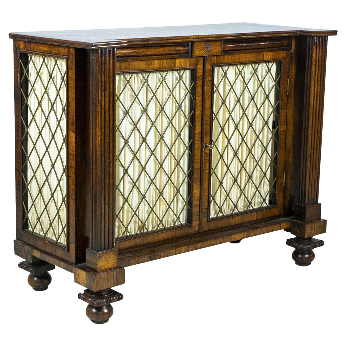 English Regency Brass Inlaid Rosewood Side Cabinet