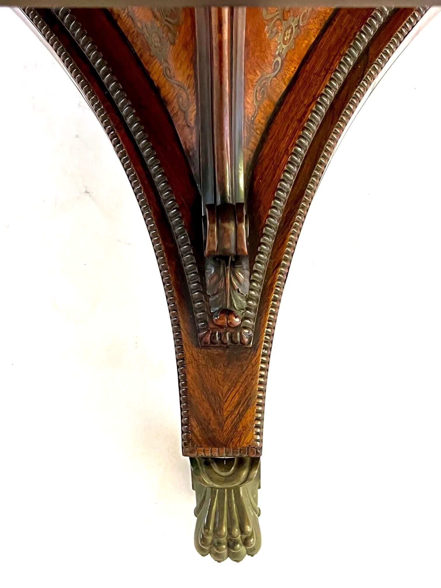 Englischer Regency-Tisch aus Palisanderholz mit Messingintarsien und Klappplatte, um 1820 im Angebot 1