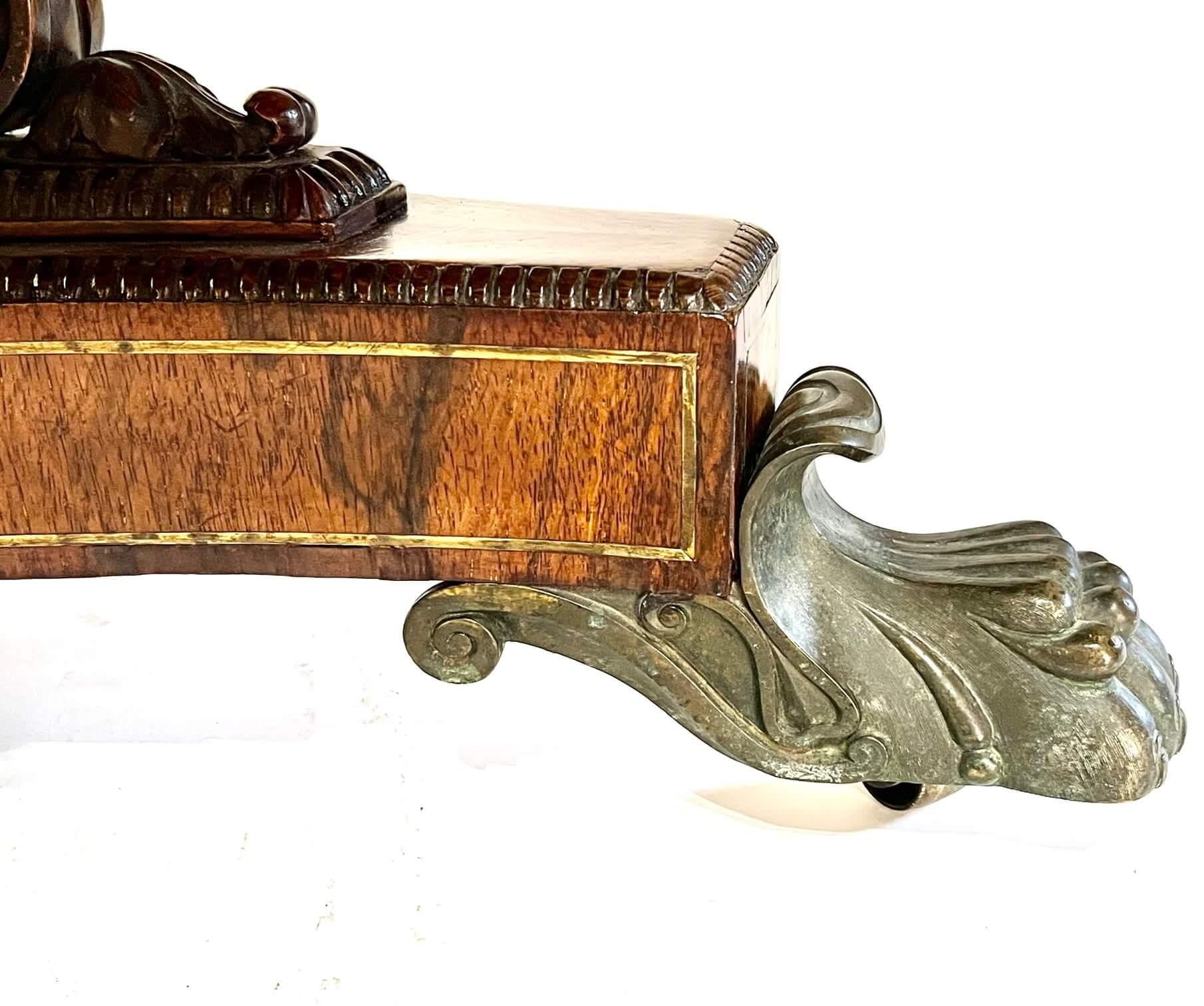 Englischer Regency-Tisch aus Palisanderholz mit Messingintarsien und Klappplatte, um 1820 im Angebot 2