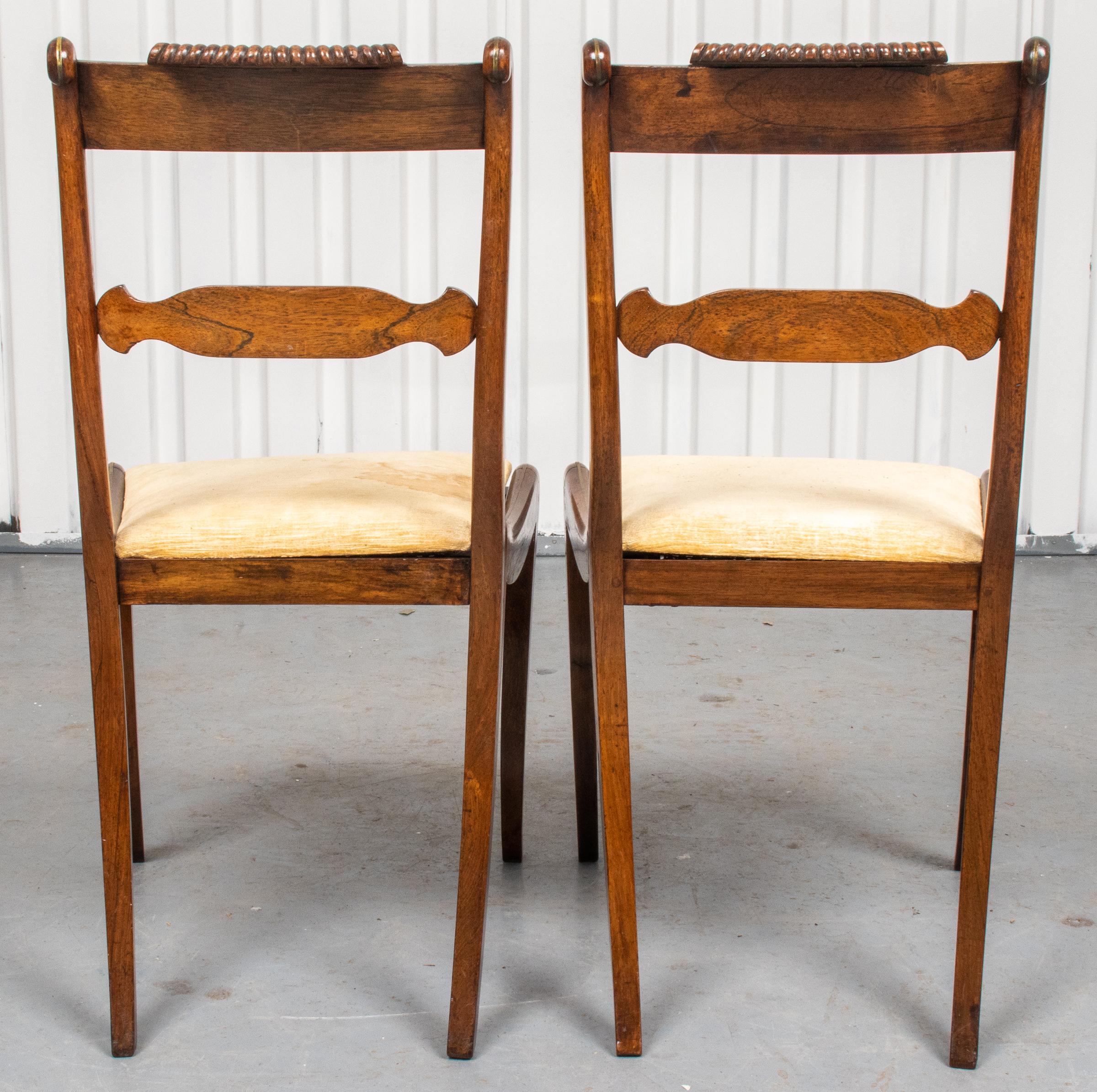 19th Century English Regency Brass Inlaid Side Chairs
