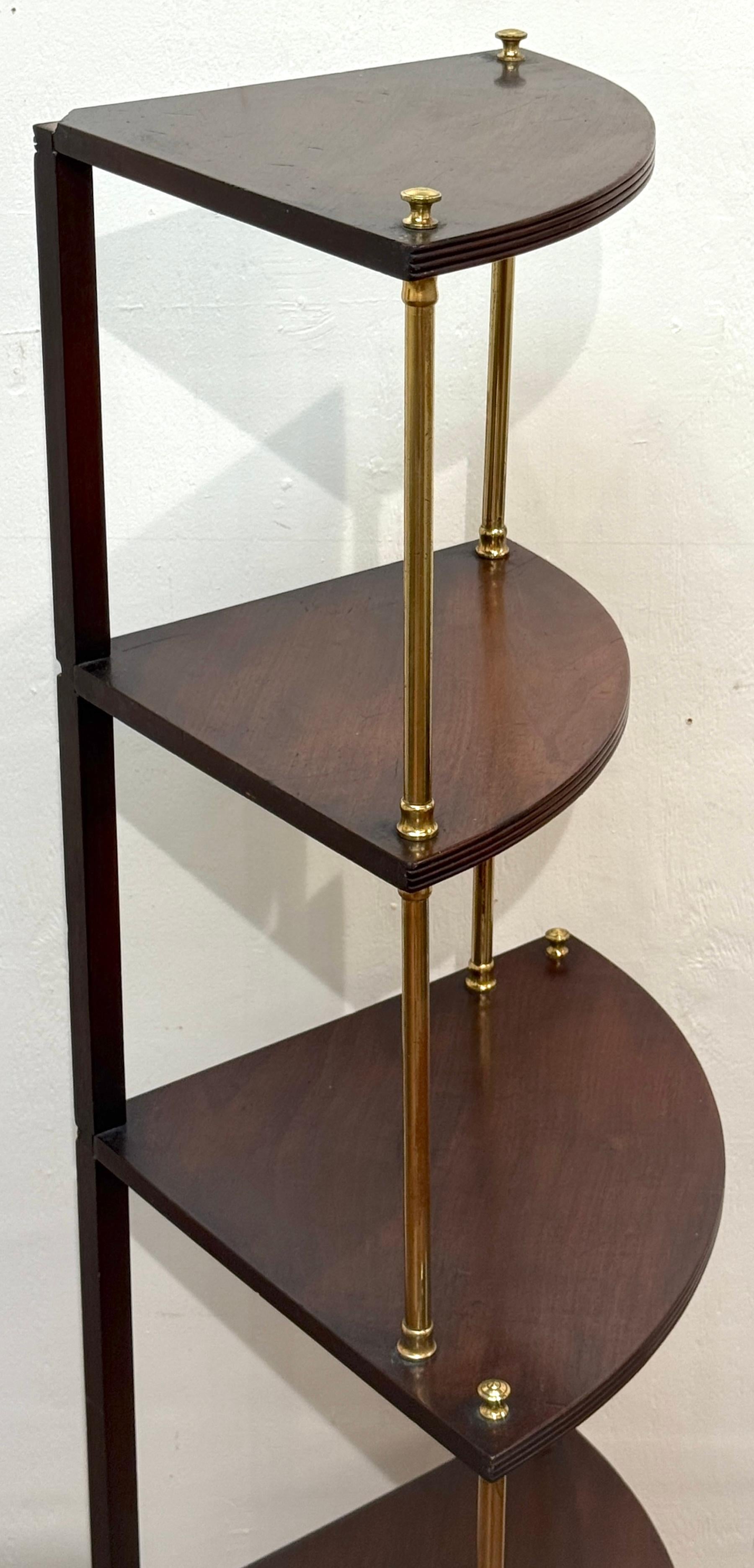 English Regency Brass Mounted Mahogany 5-Tier Corner Shelf, Attributed Gillows For Sale 5