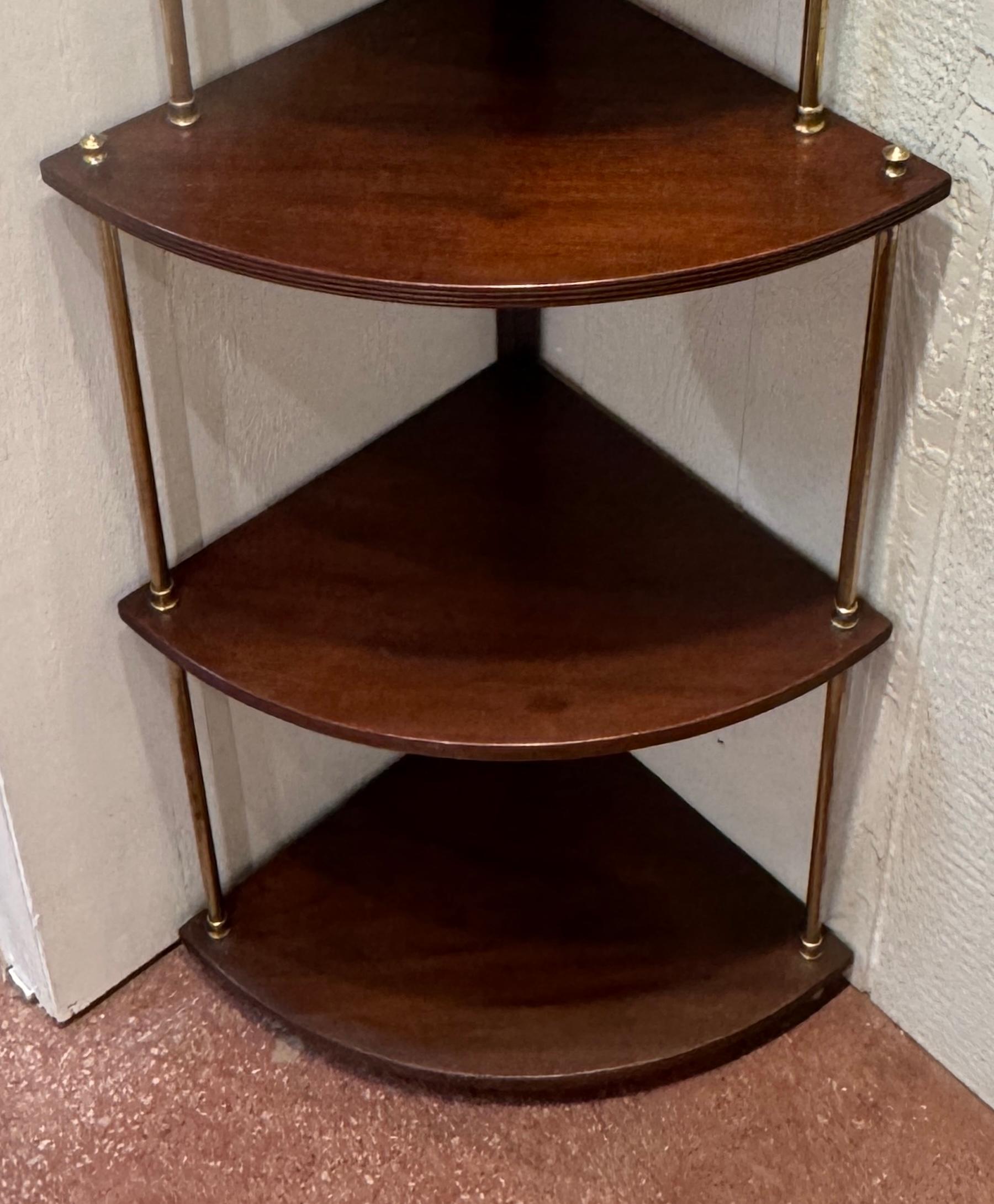 English Regency Brass Mounted Mahogany 5-Tier Corner Shelf, Attributed Gillows For Sale 7