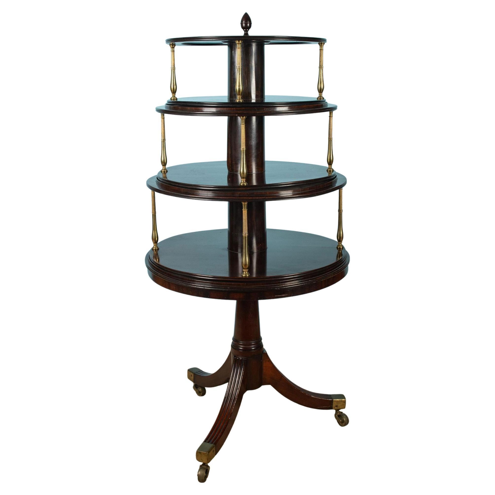 English Regency Brass Mounted Mahogany Three-Tier Dumb Waiter For Sale 7