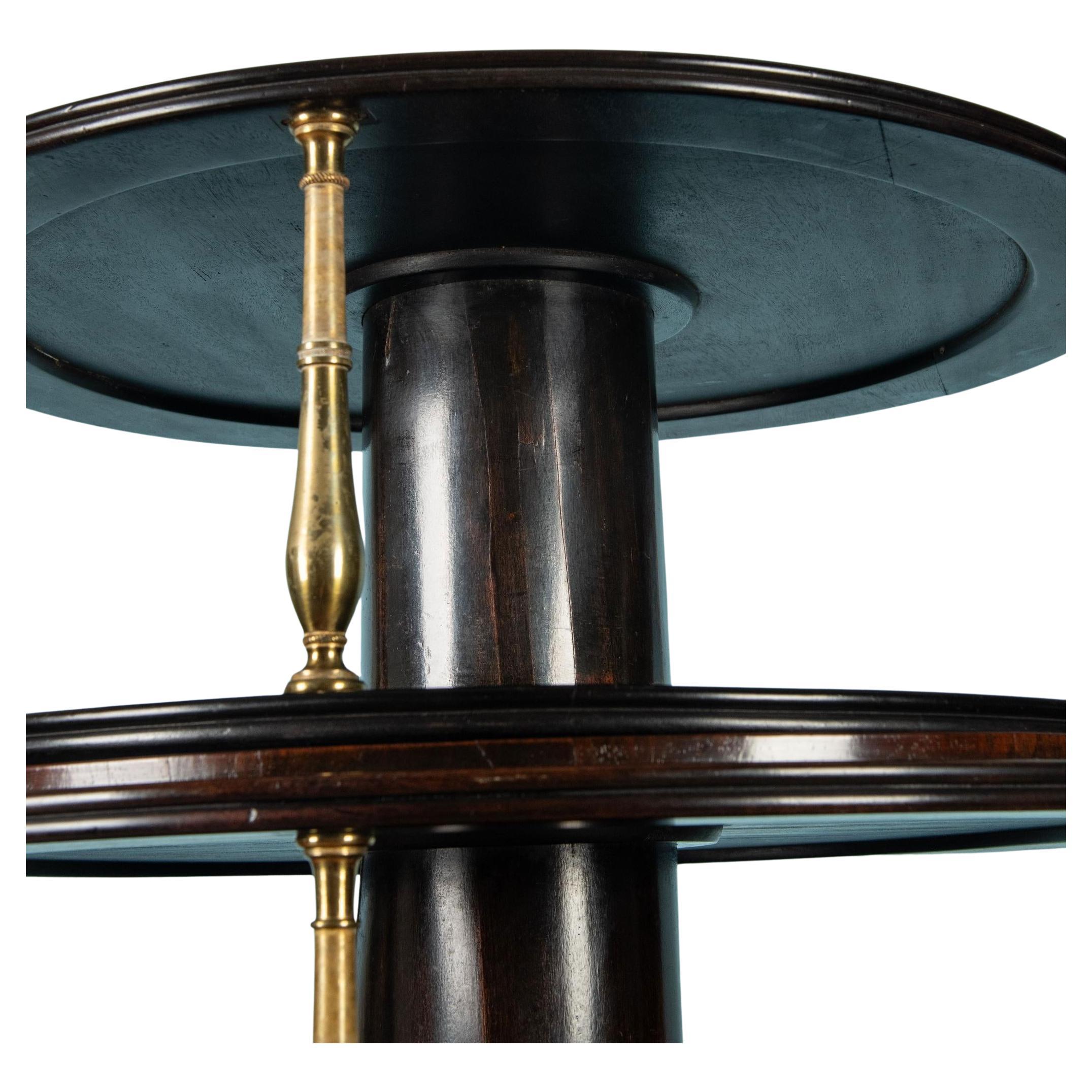English Regency Brass Mounted Mahogany Three-Tier Dumb Waiter In Good Condition For Sale In Bradenton, FL