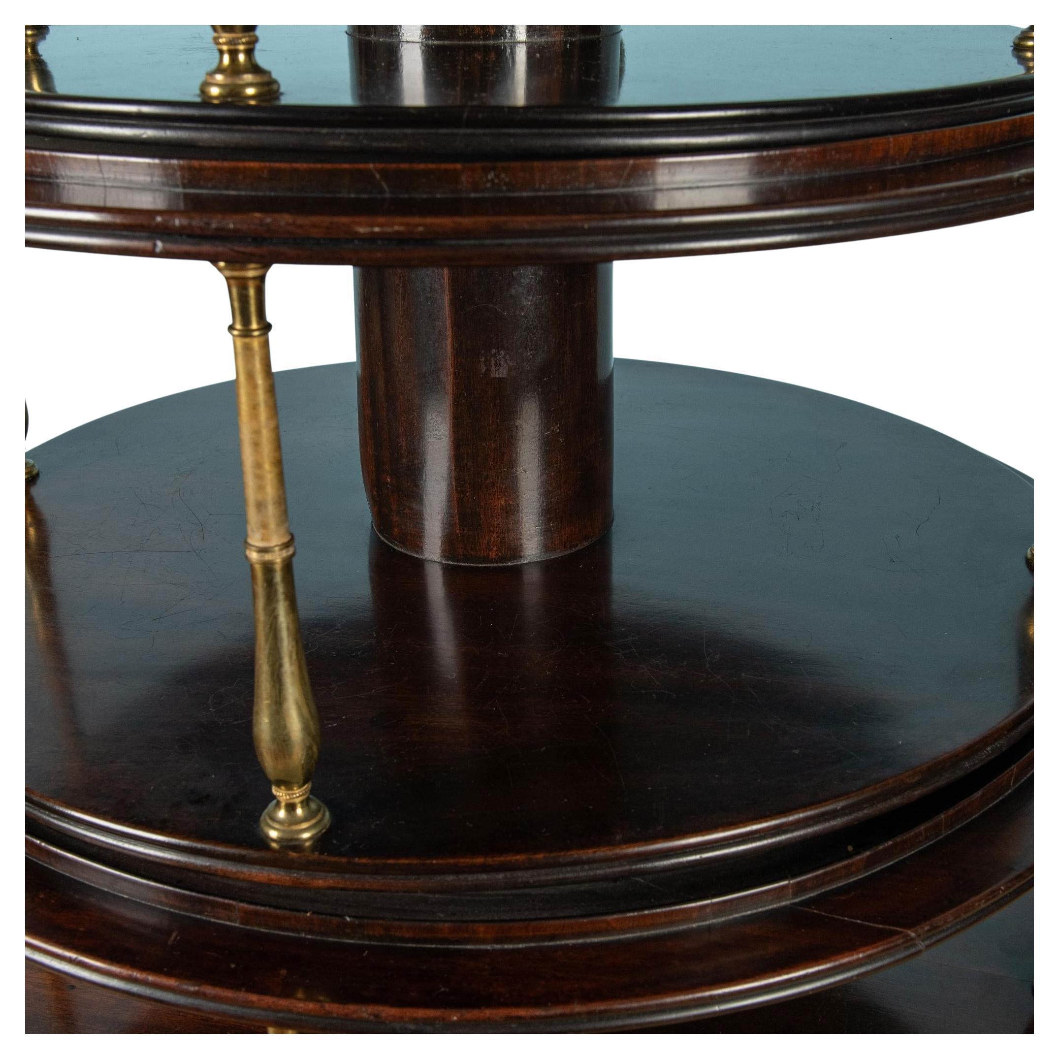 18th Century and Earlier English Regency Brass Mounted Mahogany Three-Tier Dumb Waiter For Sale