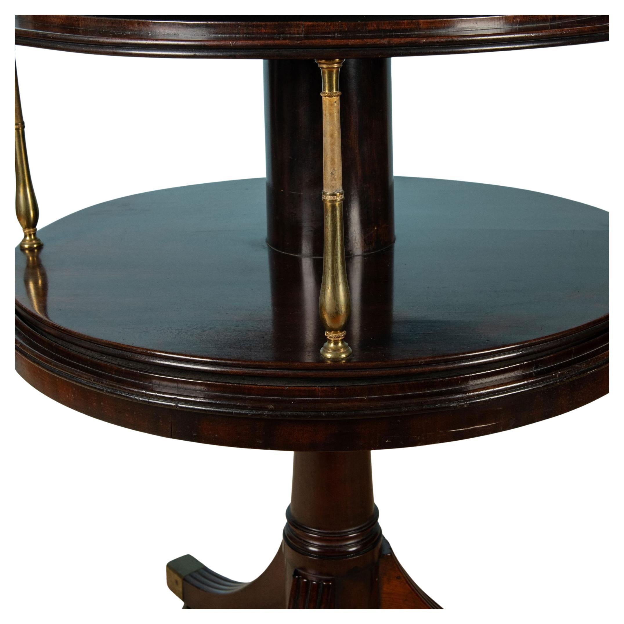 English Regency Brass Mounted Mahogany Three-Tier Dumb Waiter For Sale 1